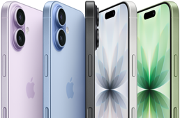 iPhone 17, Vorderansicht, Rückansicht, Seitenansicht, fünf Farben: Lavendel, Nebelblau, Schwarz, Weiß und Salbei.