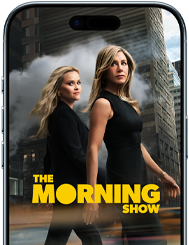 Ein iPhone Air Display zeigt die Apple TV+ Serie The Morning Show.