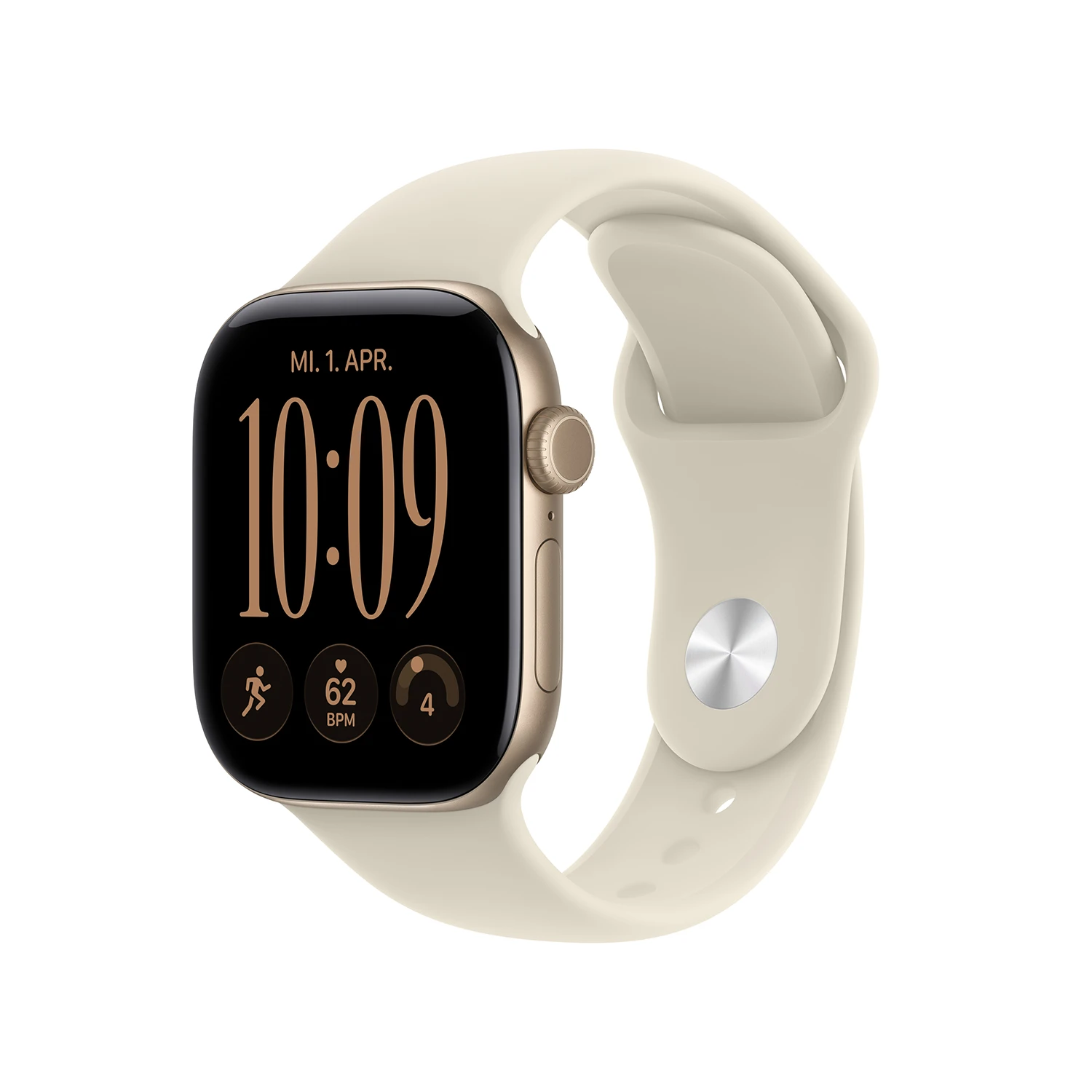 Apple Watch Series 12 GPS 42mm Light Gold Aluminium Case with Sand Sport Band - S/M