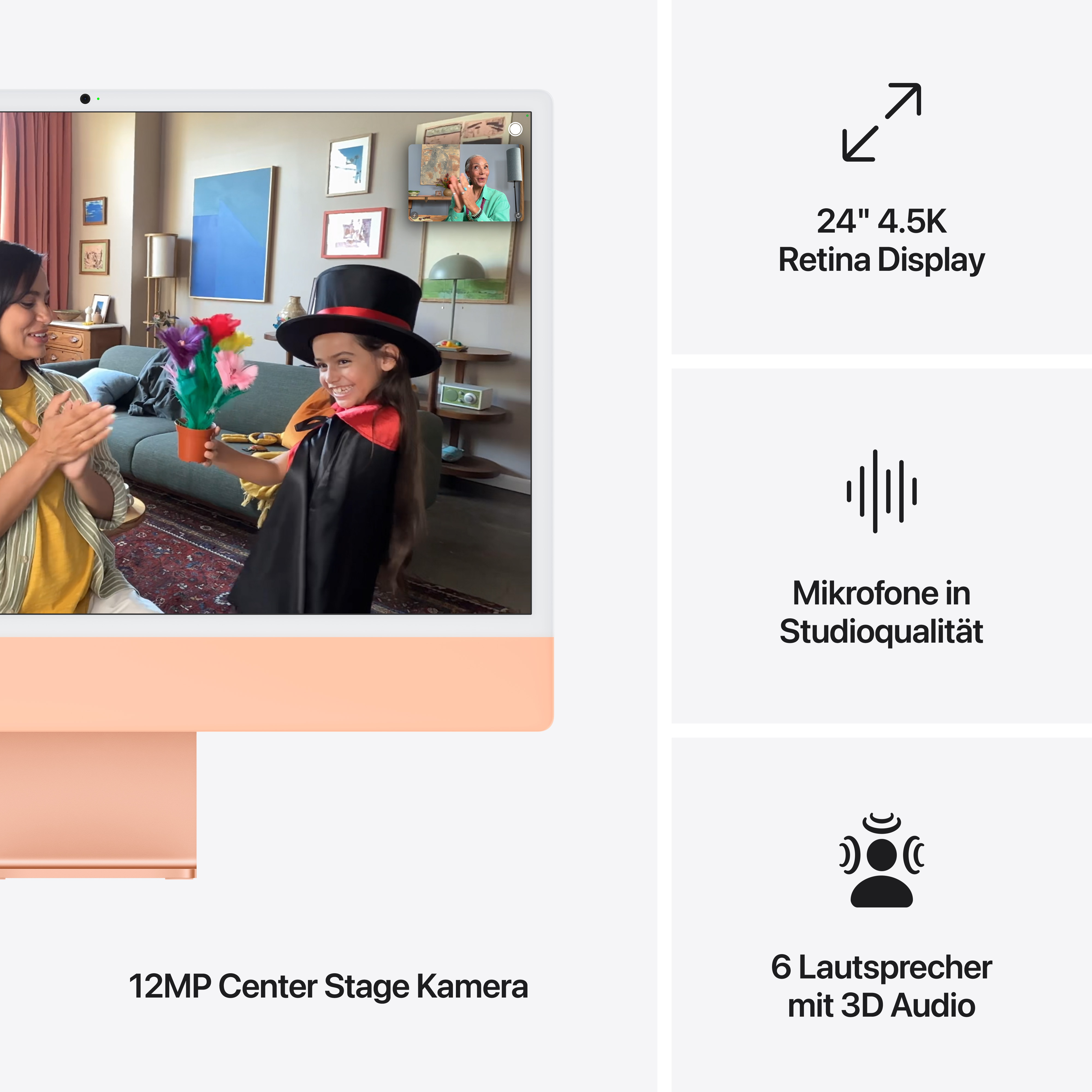 Imac m4 pro chip 4 port 24 in orange ansicht 7