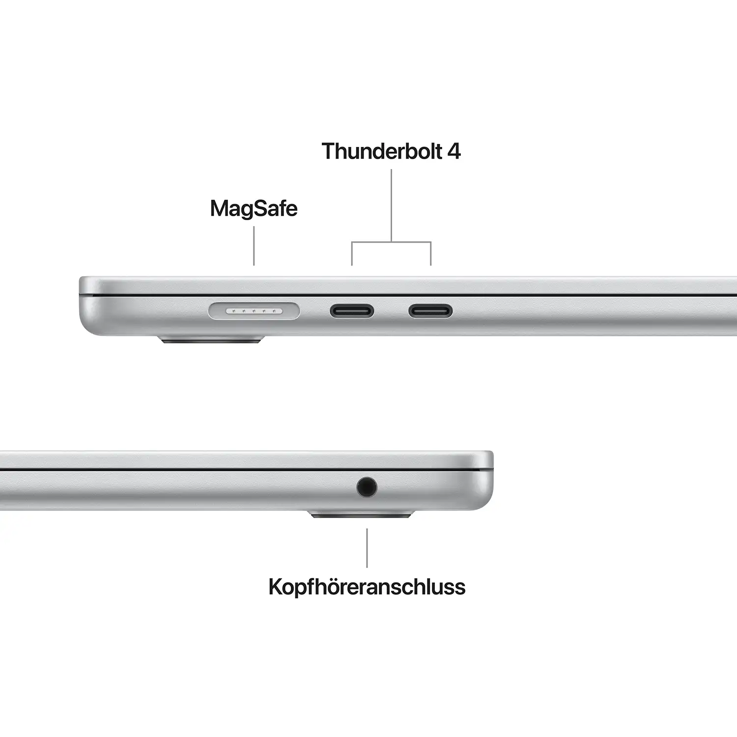 Macbook Air 15'' - M4 10-Core CPU 10-Core GPU - 24 GB - 512 GB SSD - Silber - 2025 Macbook air 15 inch m4 silber ansicht 7