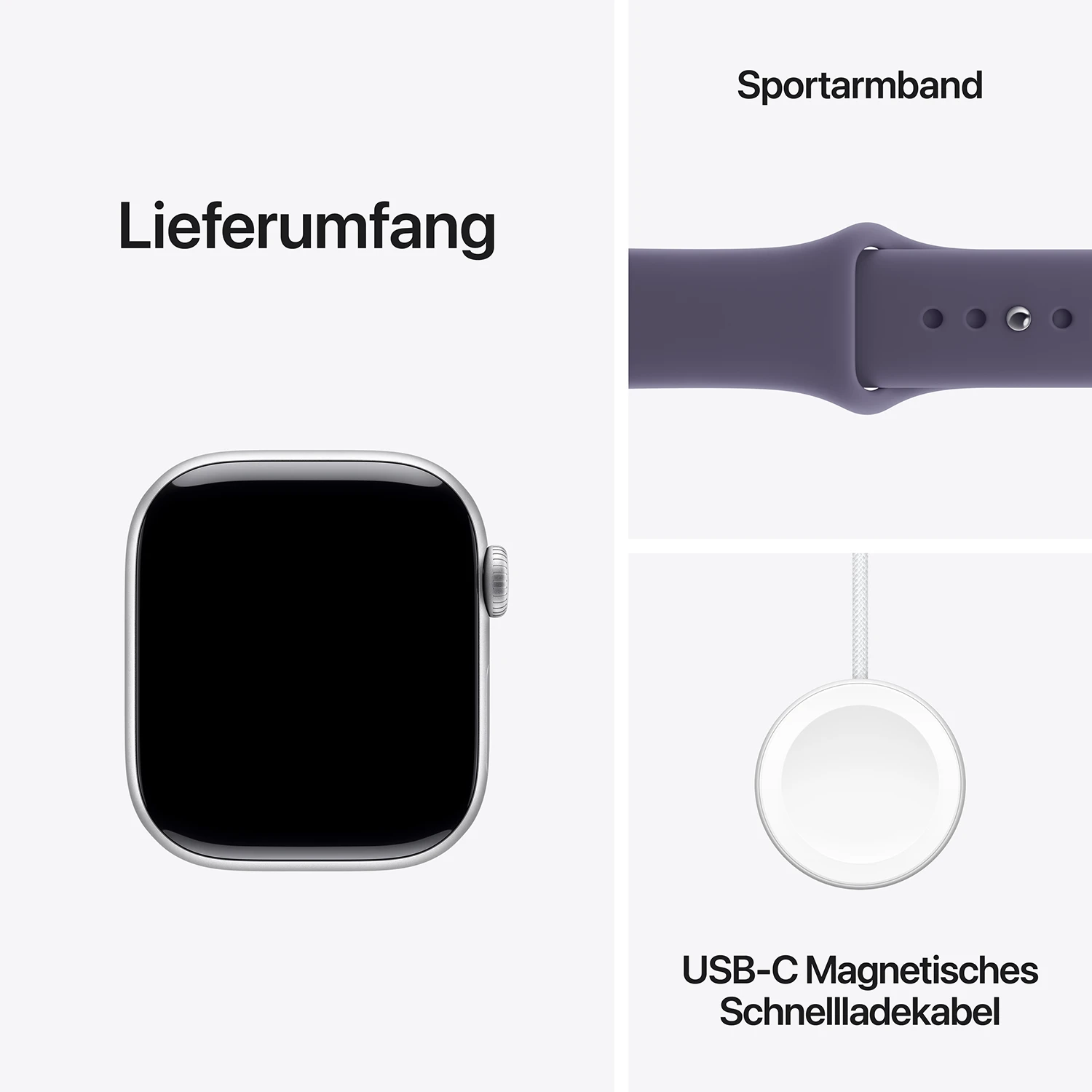 Apple Watch Series 11 GPS 42mm Silber Aluminium Case mit Nebelviolett Sport Band - S/M