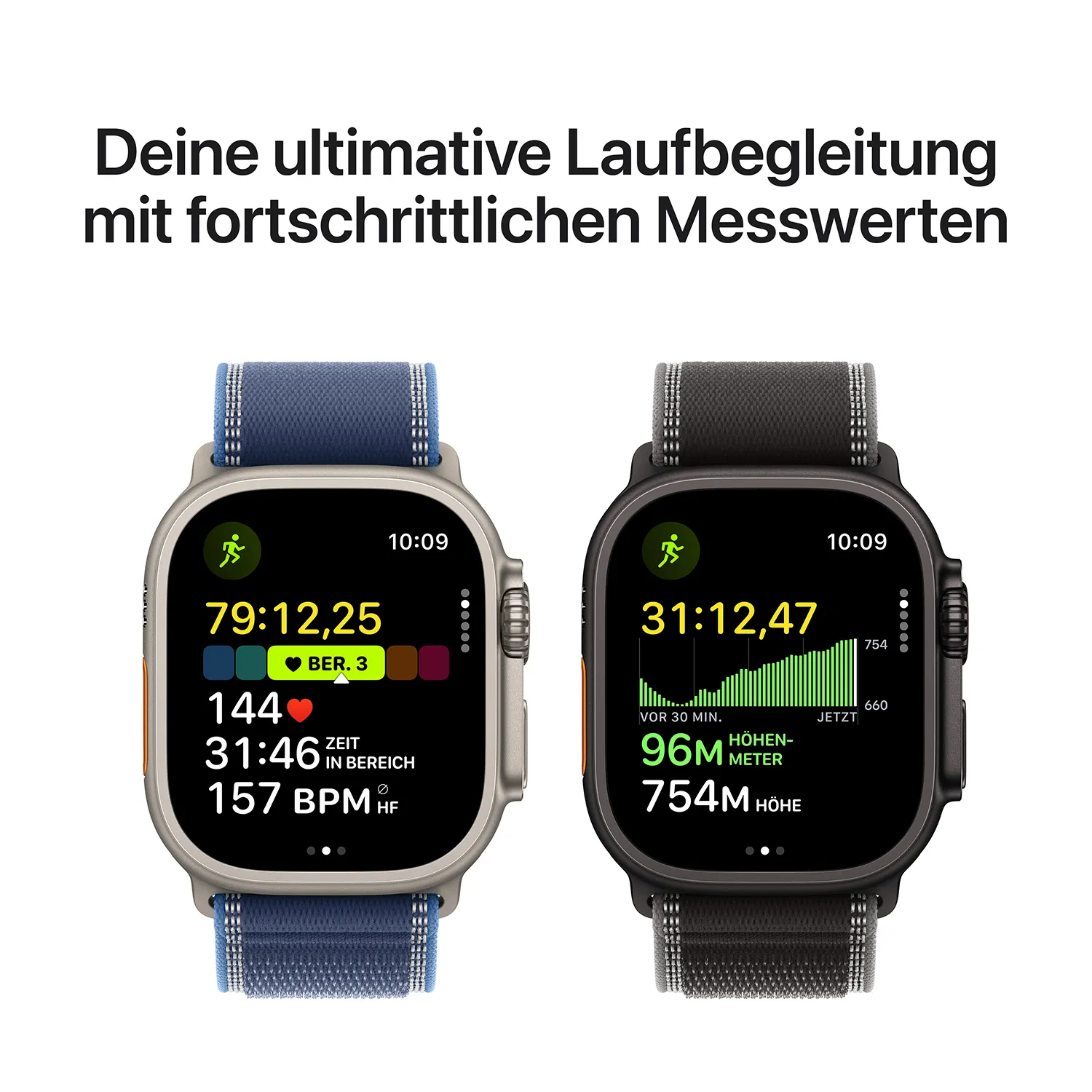 Apple Watch Ultra 3 GPS + Cellular 49mm Schwarz Titanium Case mit Schwarz/Kohlegrau Trail Loop - S/M
