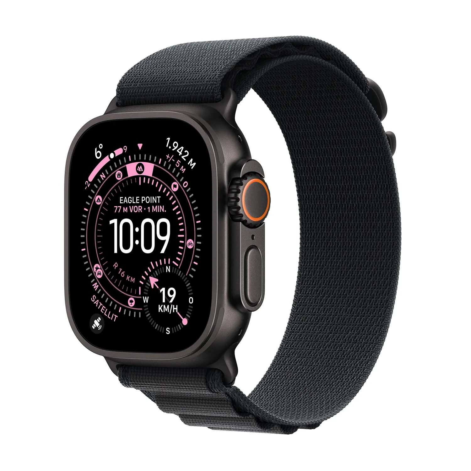 Apple Watch Ultra 3 GPS + Cellular 49mm Schwarz Titanium Case mit schwarzem Alpine Loop - Small