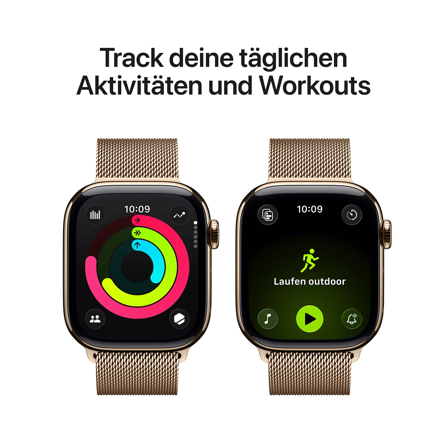 Apple Watch Series 11 GPS + Cellular 42mm Gold Titanium Case mit Gold Milanese Loop