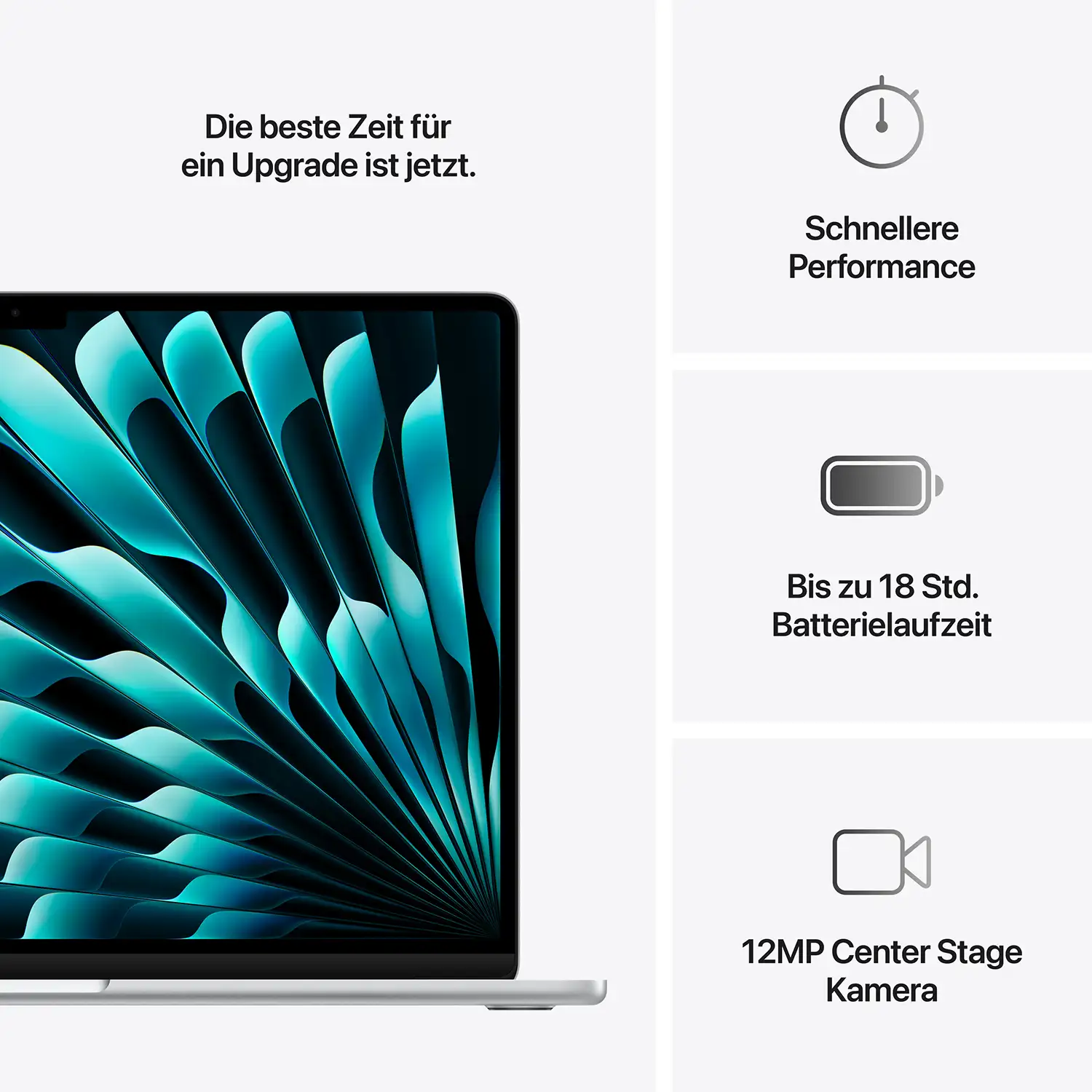 Macbook Air 15'' - M4 10-Core CPU 10-Core GPU - 24 GB - 512 GB SSD - Silber - 2025 Macbook air 15 inch m4 silber ansicht 10