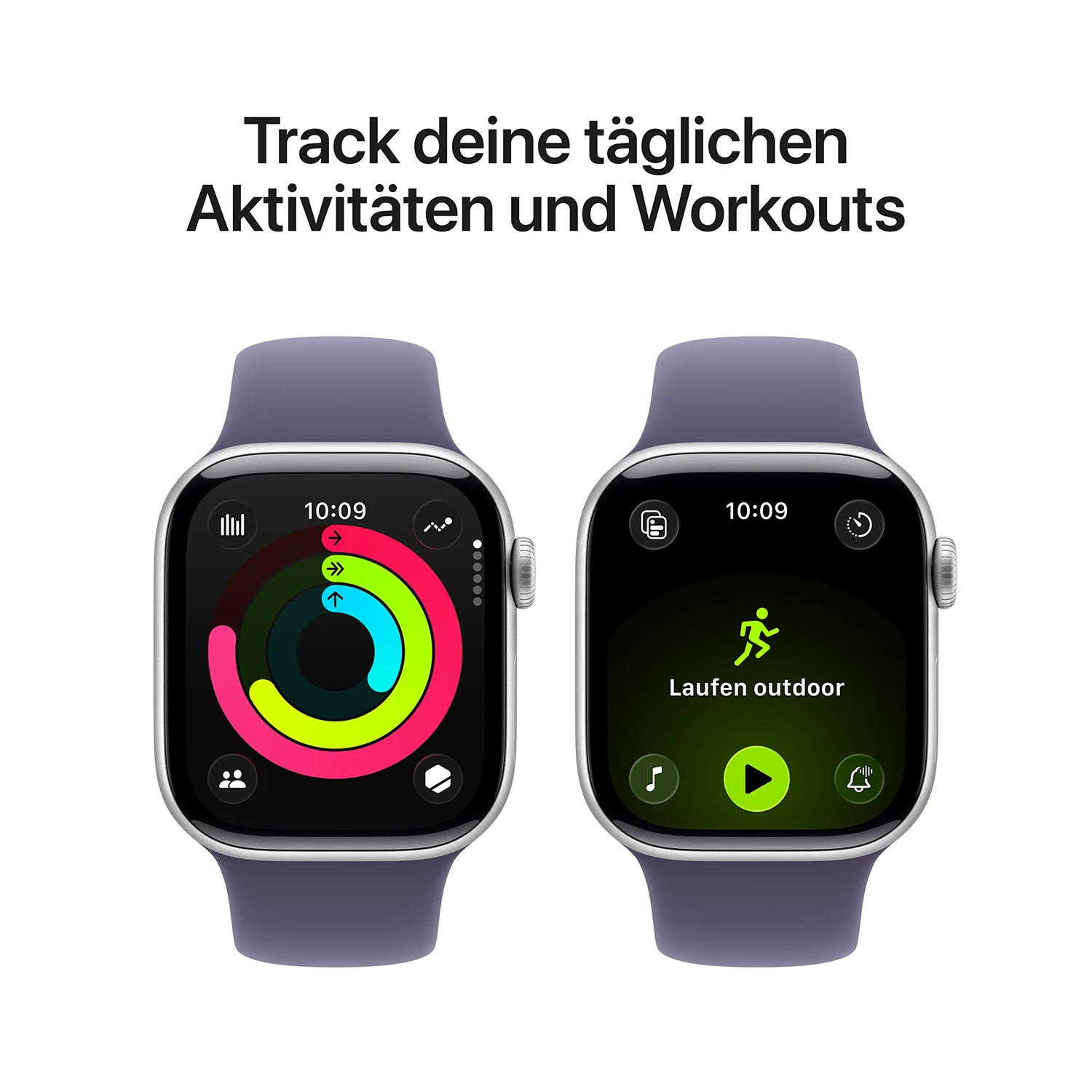 Apple Watch Series 11 GPS 42mm Silber Aluminium Case mit Nebelviolett Sport Band - S/M