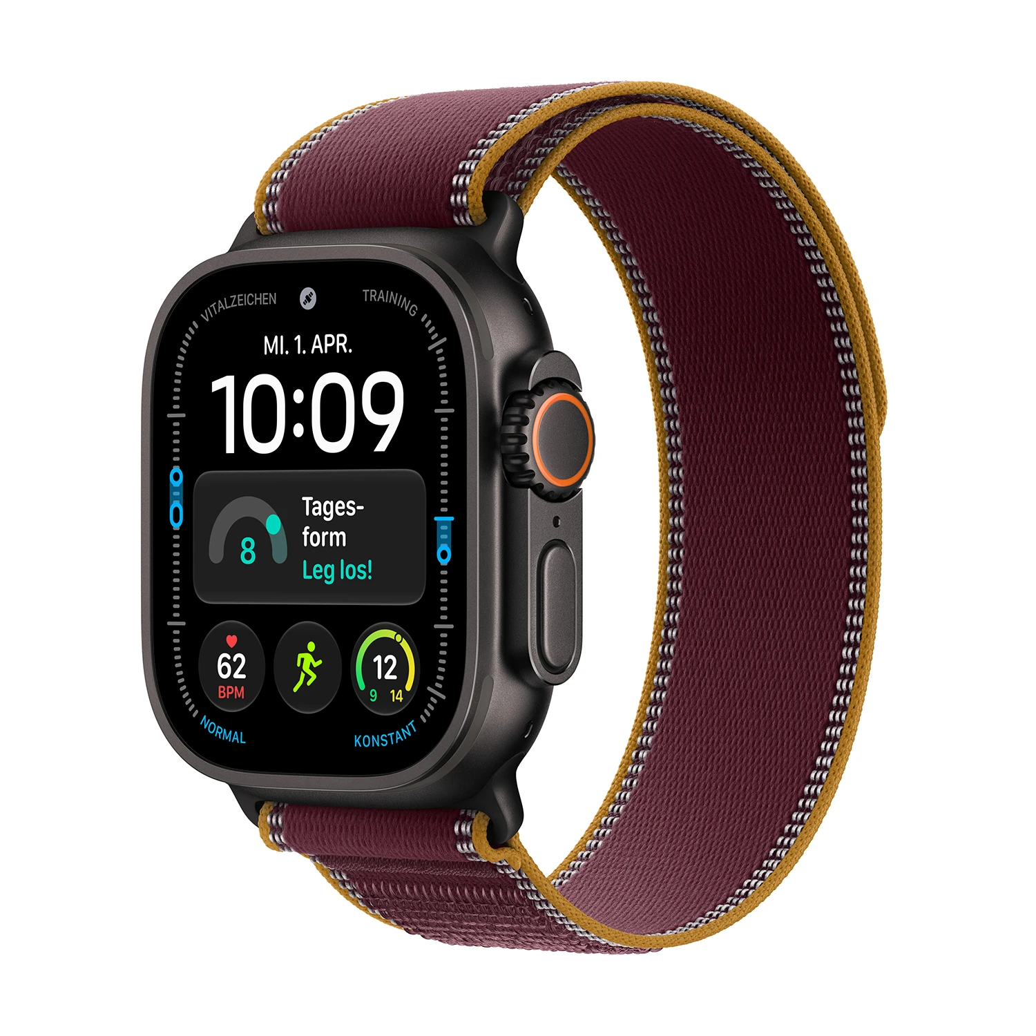 Apple Watch Ultra 4 Titanium Cellular 49mm Schwarz (Trail Loop burgunder) S/M