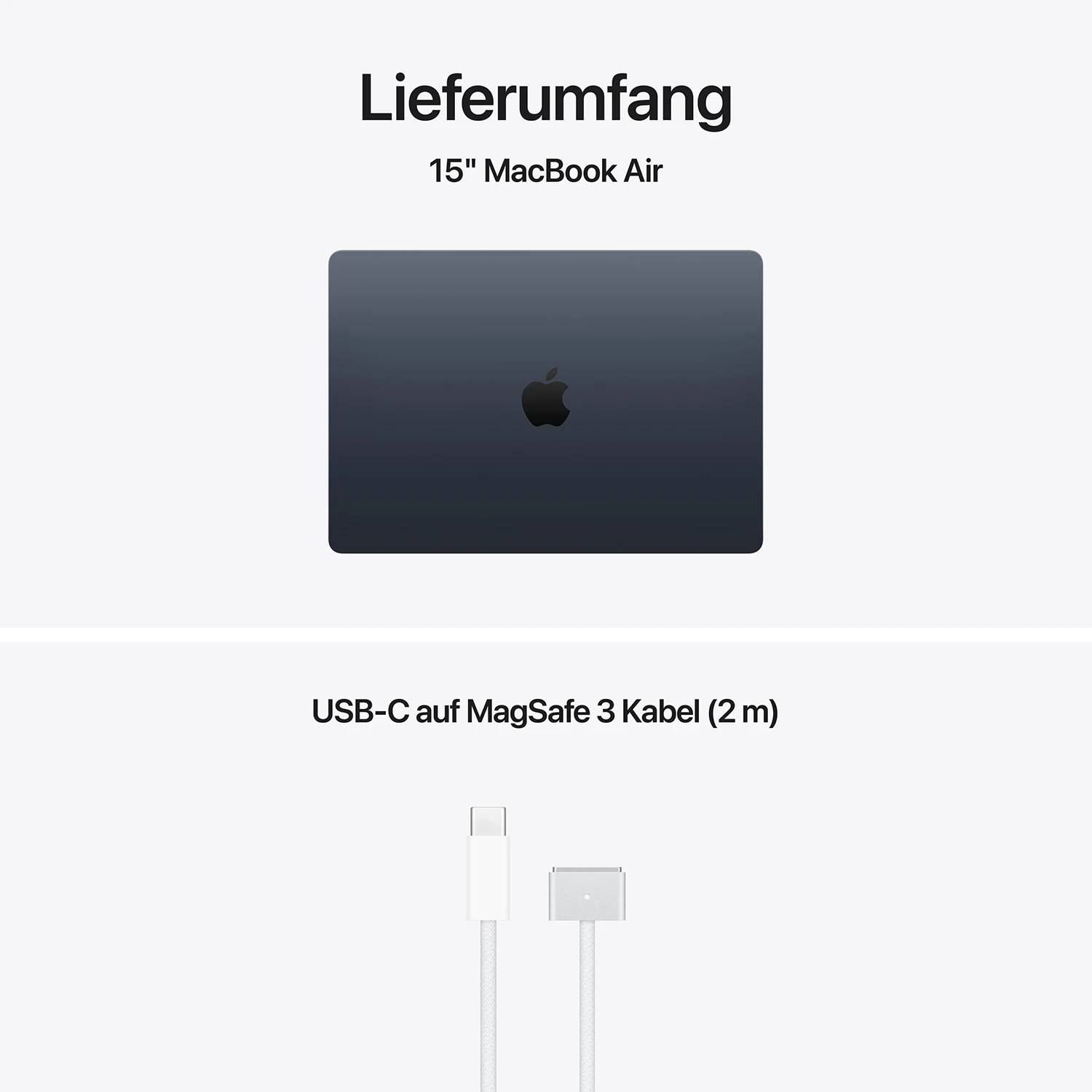 Macbook Air 15“ M5  10-Core CPU  10-Core GPU - 16 GB - 1 TB SSD - Mitternacht - 2026 - Kein Netzteil 