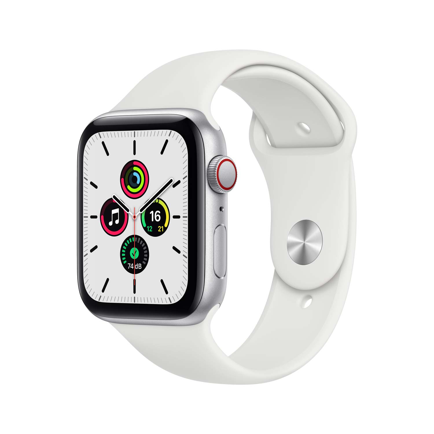 RP // Apple Watch SE Aluminium 44mm Cellular Silber (Sportarmband weiß)