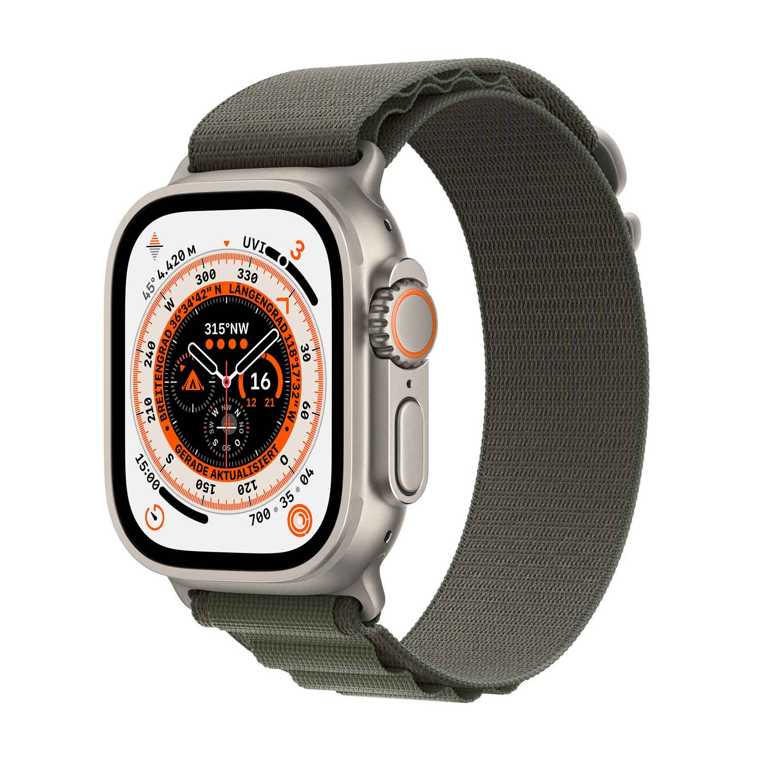 Apple Watch Ultra Titanium Cellular 49mm (Alpine Loop grün) Small