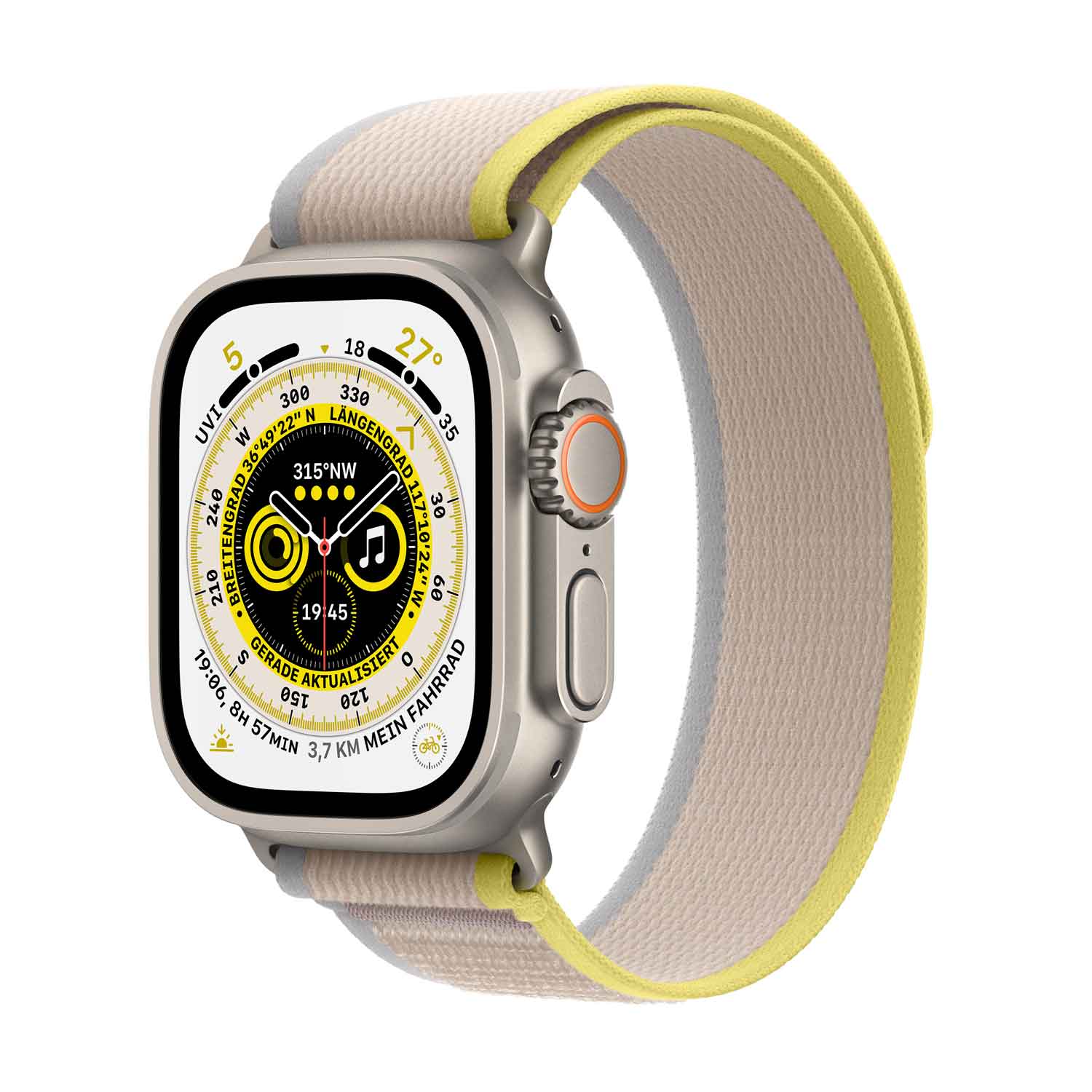 Apple Watch Ultra Titanium Cellular 49mm (Trail Loop gelb/beige) S/M