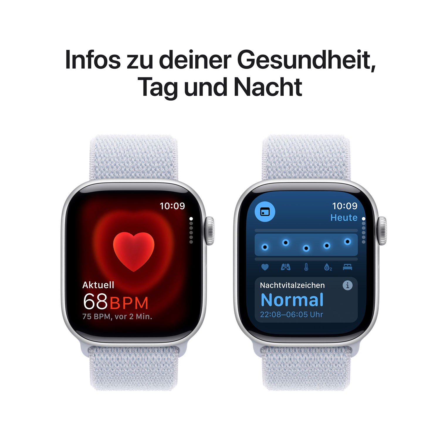 Apple Watch S10 Aluminium Cellular 42mm Silber (Sport Loop blaue Wolke) Apple watch series 10 42mm gps silber aluminum sport loop blau cloud ansicht 5