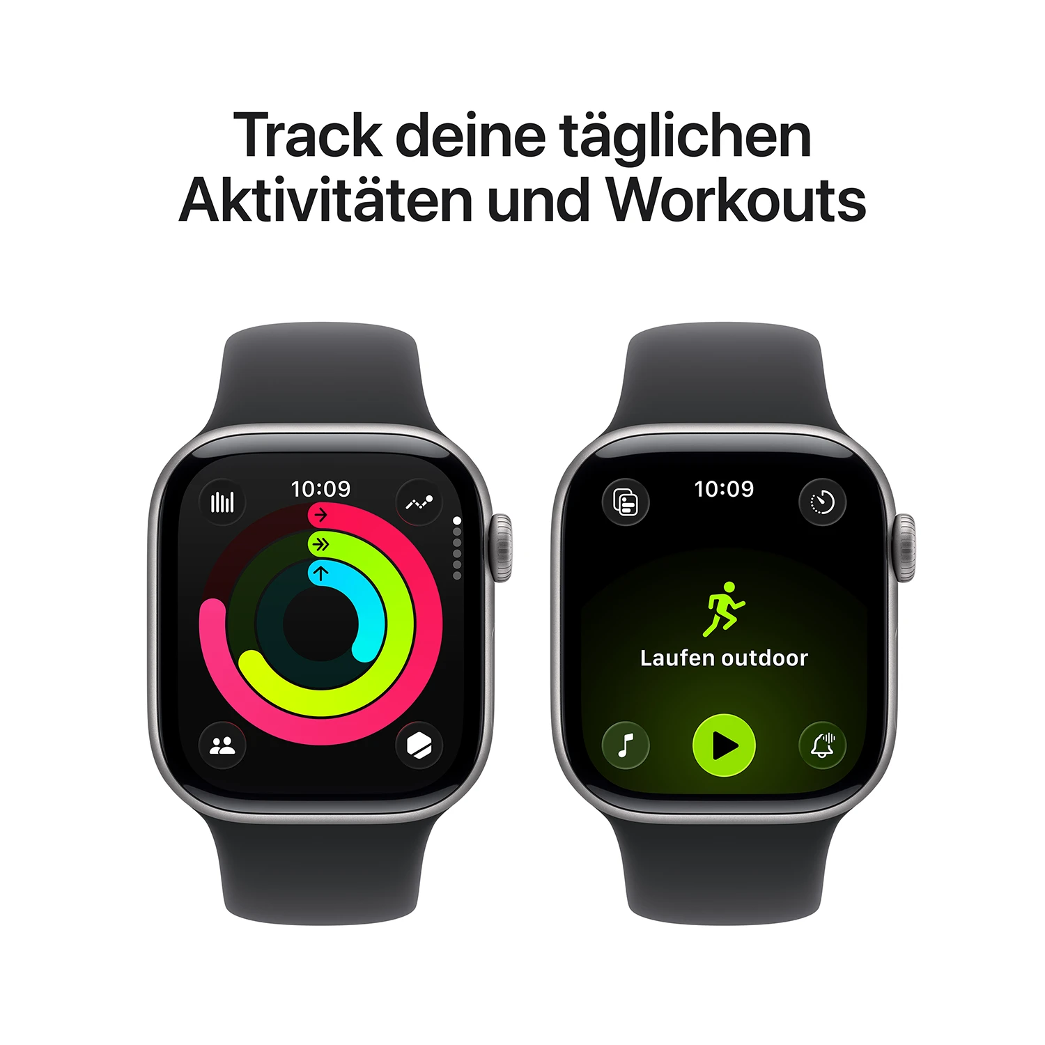 Apple Watch Series 11 GPS 42mm Space Grau Aluminium Case mit schwarzem Sport Band - S/M