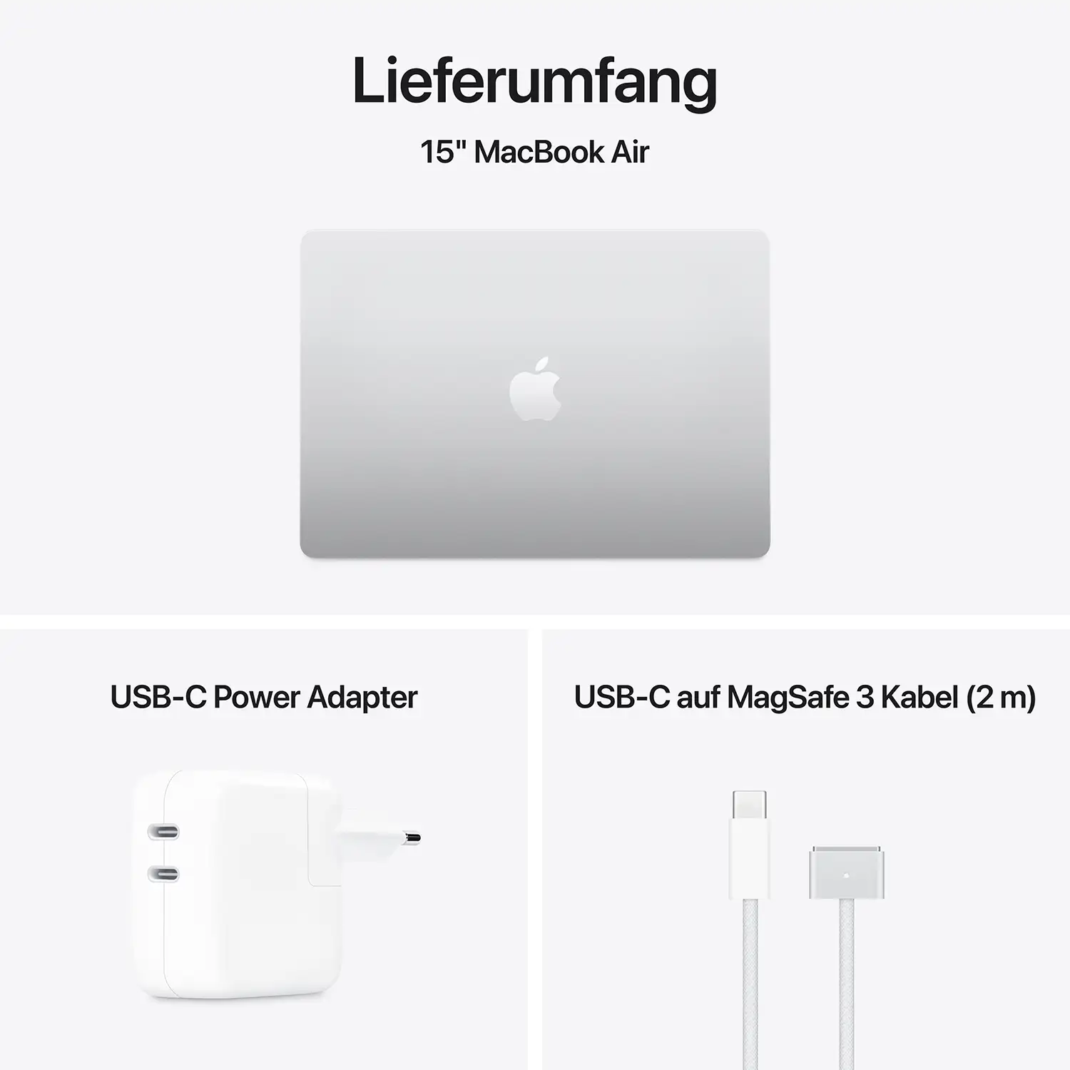 Macbook Air 15'' - M4 10-Core CPU 10-Core GPU - 24 GB - 512 GB SSD - Silber - 2025 Macbook air 15 inch m4 silber ansicht 11