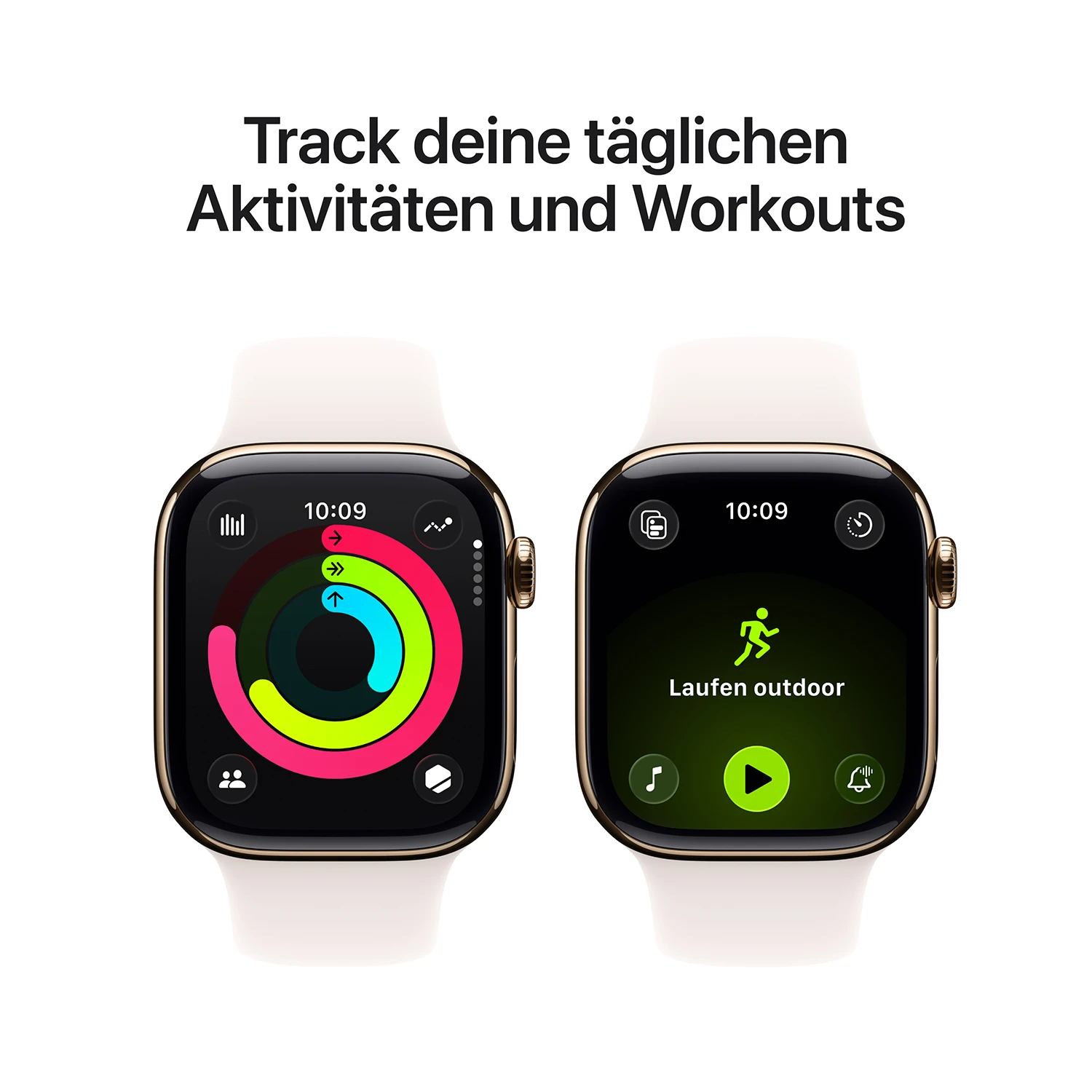 Apple Watch Series 11 GPS + Cellular 42mm Gold Titanium Case mit Blassrosa Sport Band - S/M
