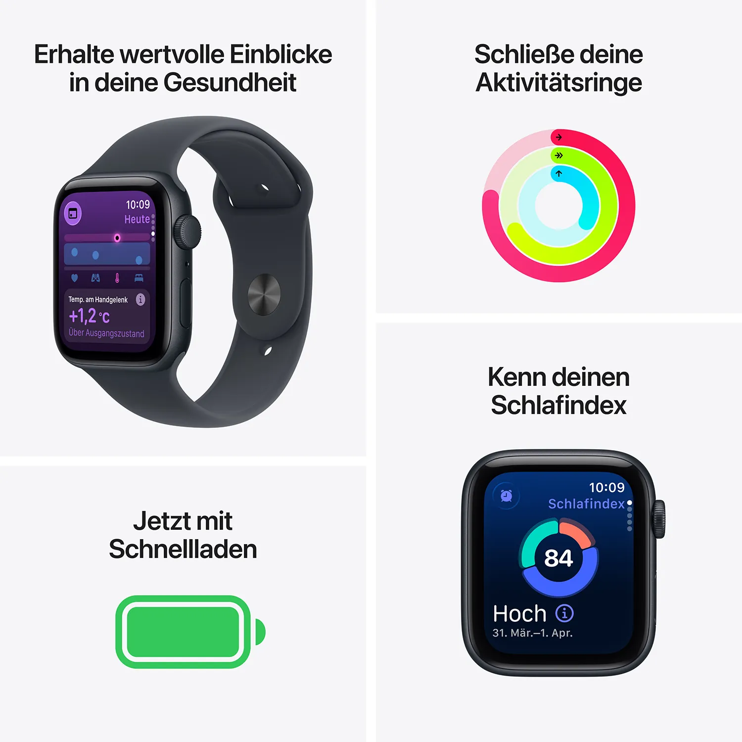 Apple Watch SE 3 GPS 40mm Mitternacht Aluminium Case mit Mitternacht Sport Band - S/M