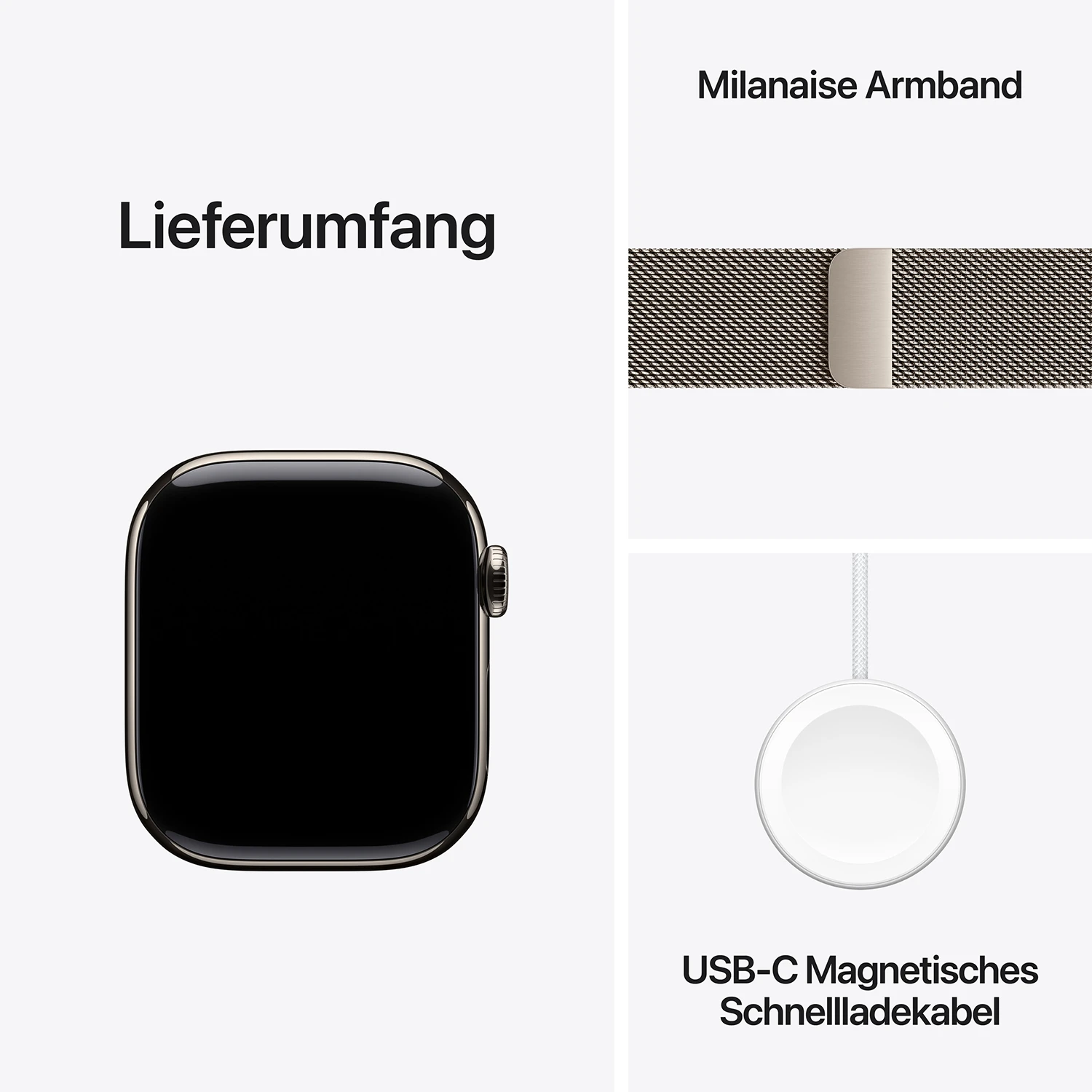 Apple Watch Series 11 GPS + Cellular 42mm Natur Titanium Case mit Natur Milanese Loop