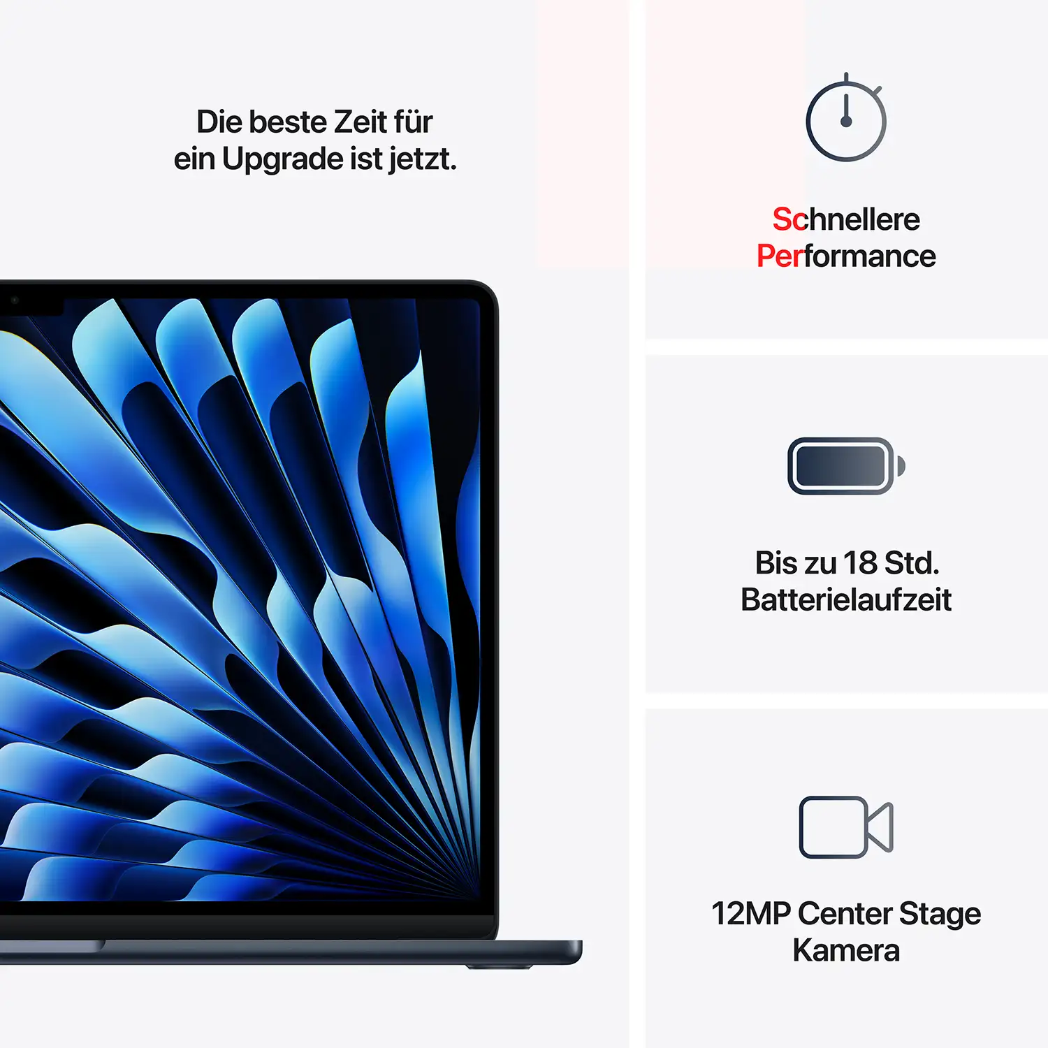 Macbook Air 15'' - M4 10-Core CPU 10-Core GPU - 16 GB - 256 GB SSD - Mitternacht - 2025 Macbook air 15 inch m4 midnight ansicht 10