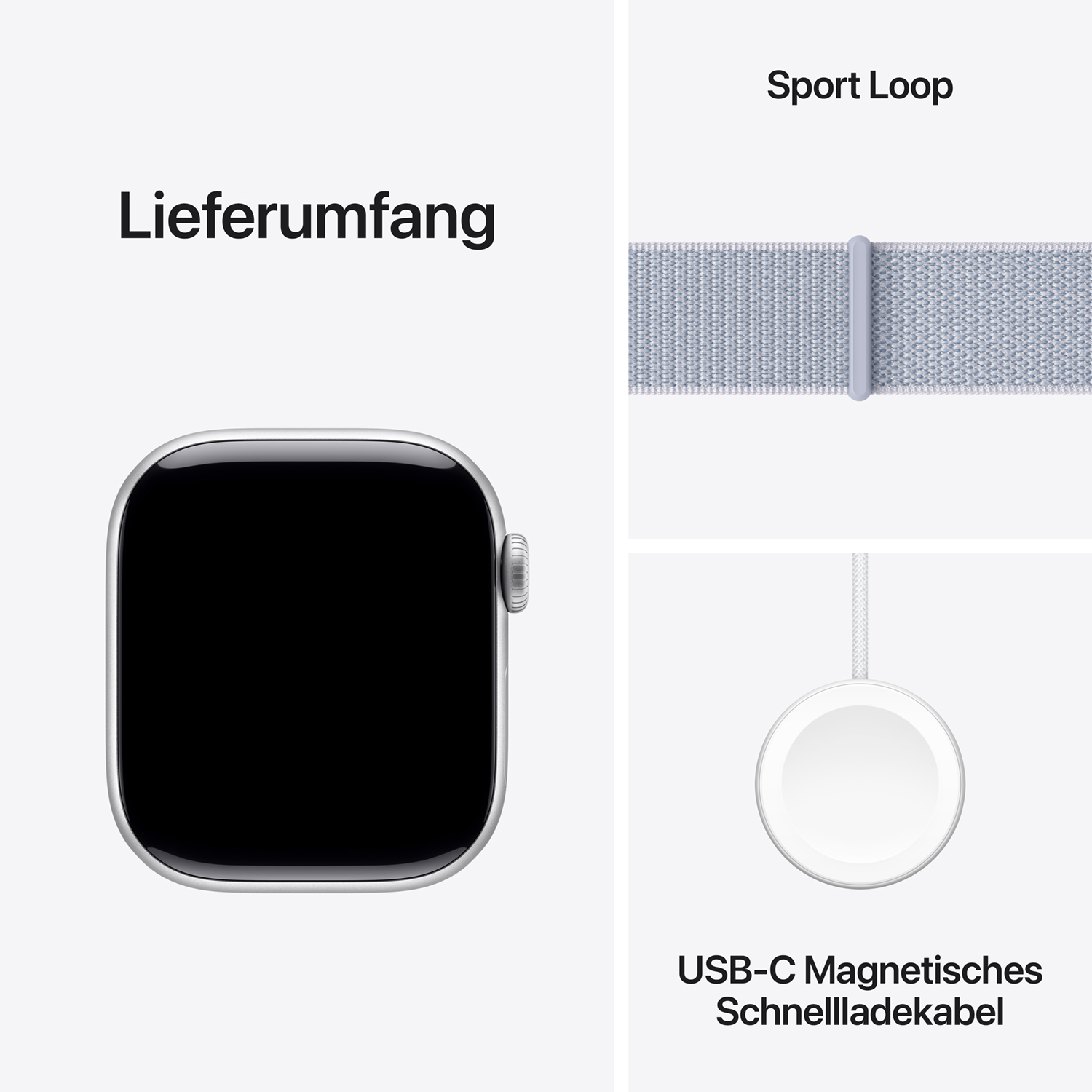 Apple Watch S10 Aluminium Cellular 42mm Silber (Sport Loop blaue Wolke) Apple watch series 10 42mm gps silber aluminum sport loop blau cloud ansicht 9