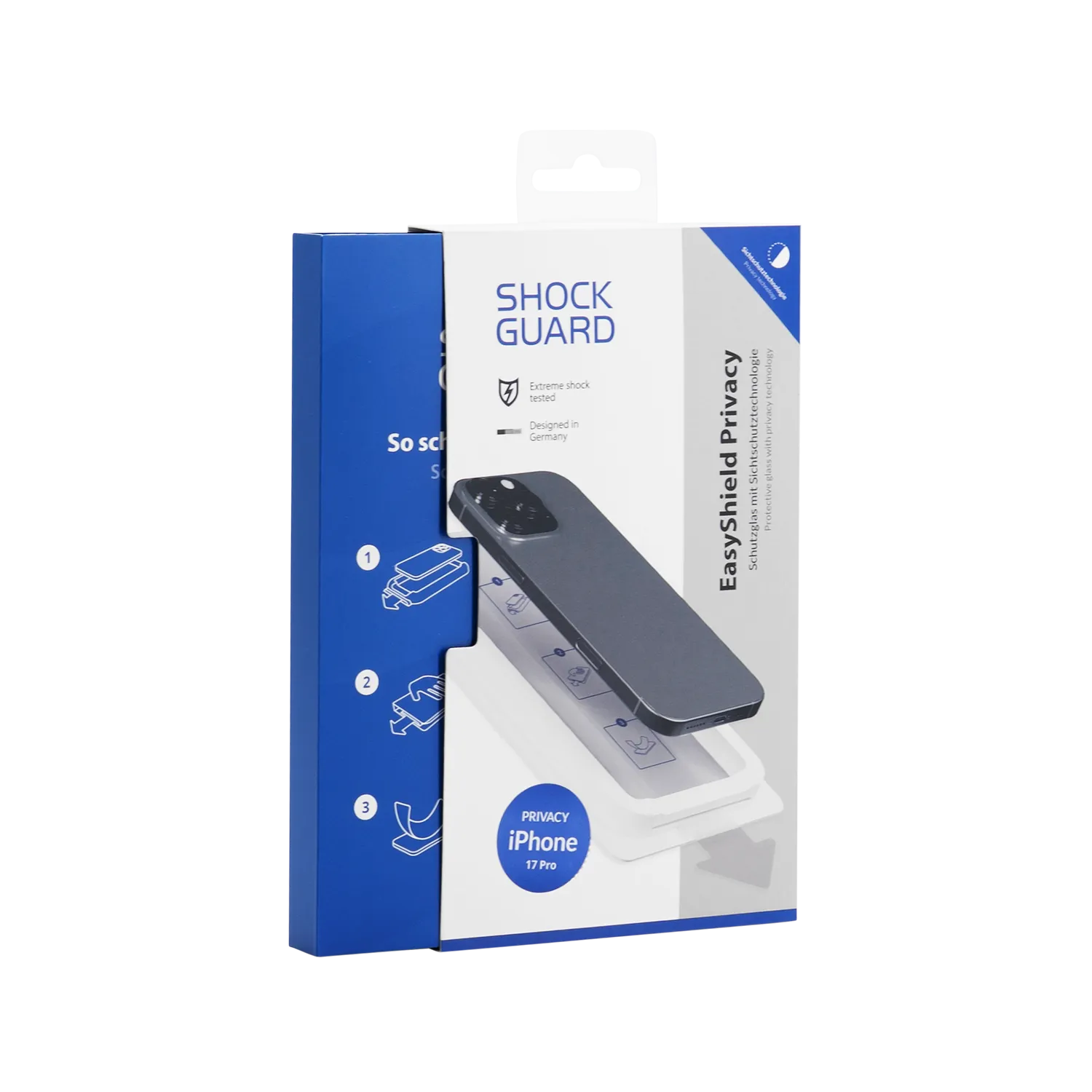 Shockguard EasyShield Privacy iPhone 17 Pro inkl. Positionierhilfe