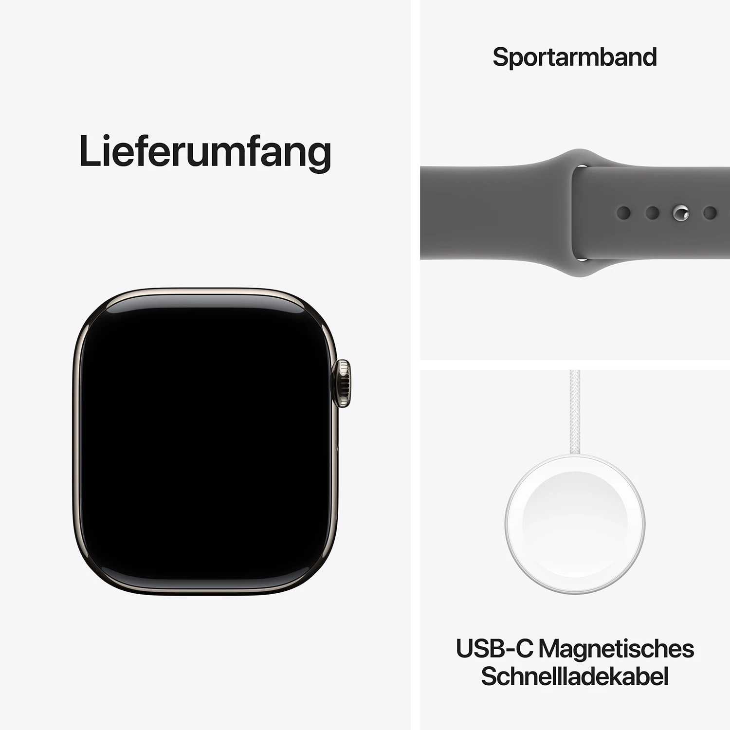Apple Watch Series 11 GPS + Cellular 42mm Natur Titanium Case mit Steingrau Sport Band - S/M