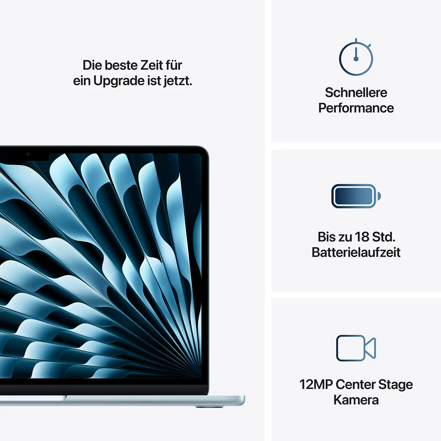 Macbook Air 13.6'' - M4 10-Core CPU 8-Core GPU - 16 GB - 256 GB SSD - Himmelblau - 2025 Macbook air 13 inch m4 himmelblau ansicht 10