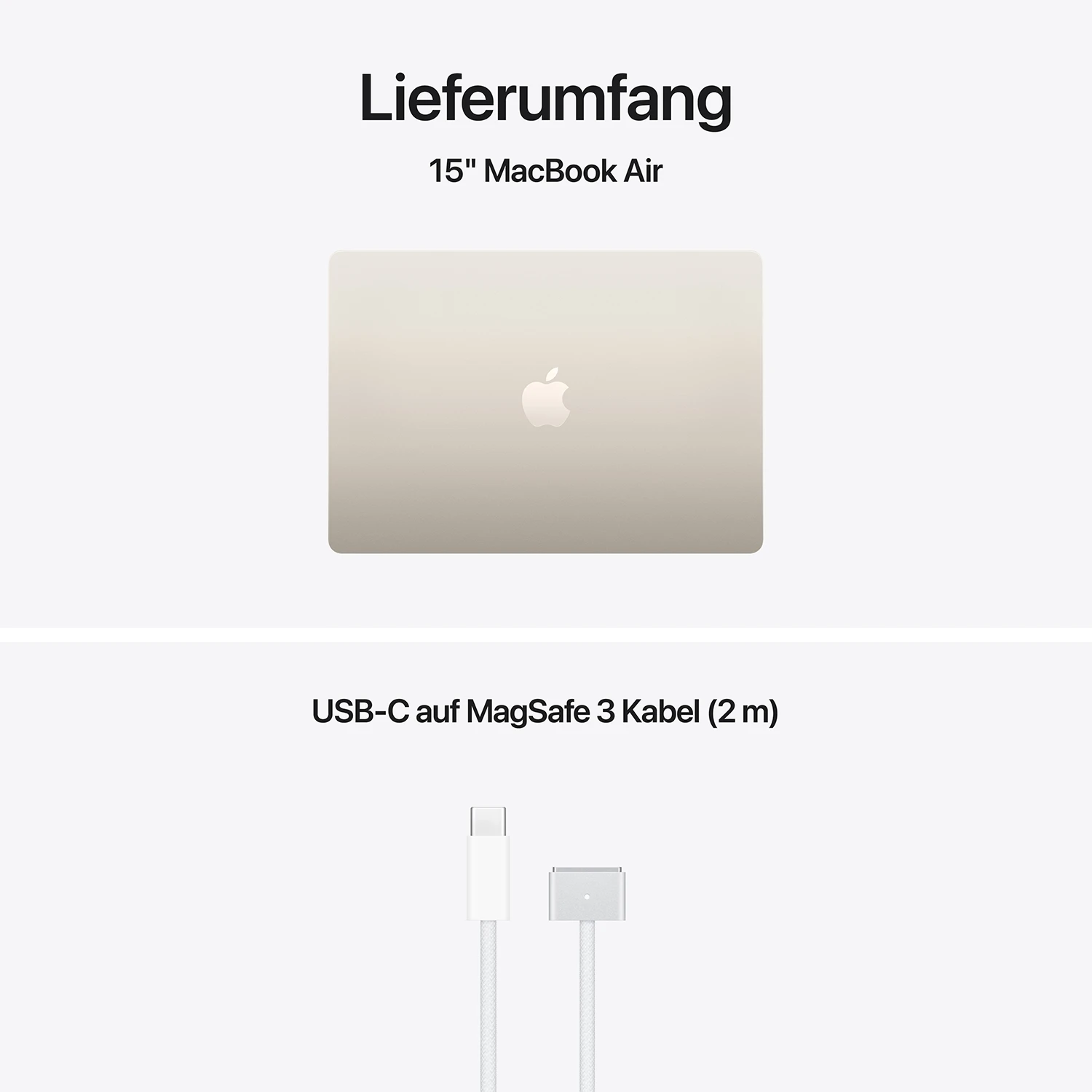 Macbook Air 15“ M5  10-Core CPU  10-Core GPU - 16 GB - 512 GB SSD - Polarstern - 2026 - Kein Netzteil 