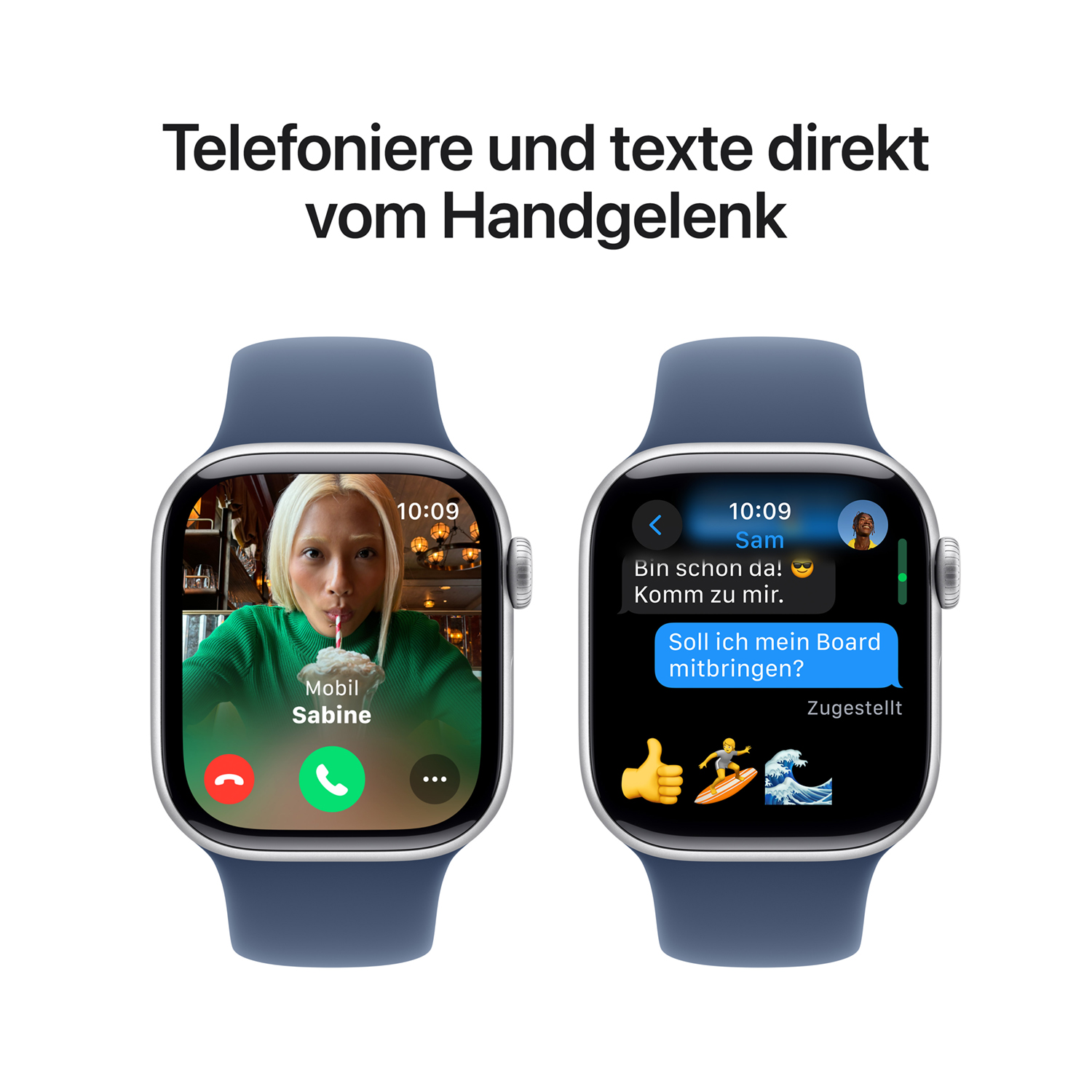 Apple watch series 10 42mm gps silber aluminum sport band denim ansicht 7