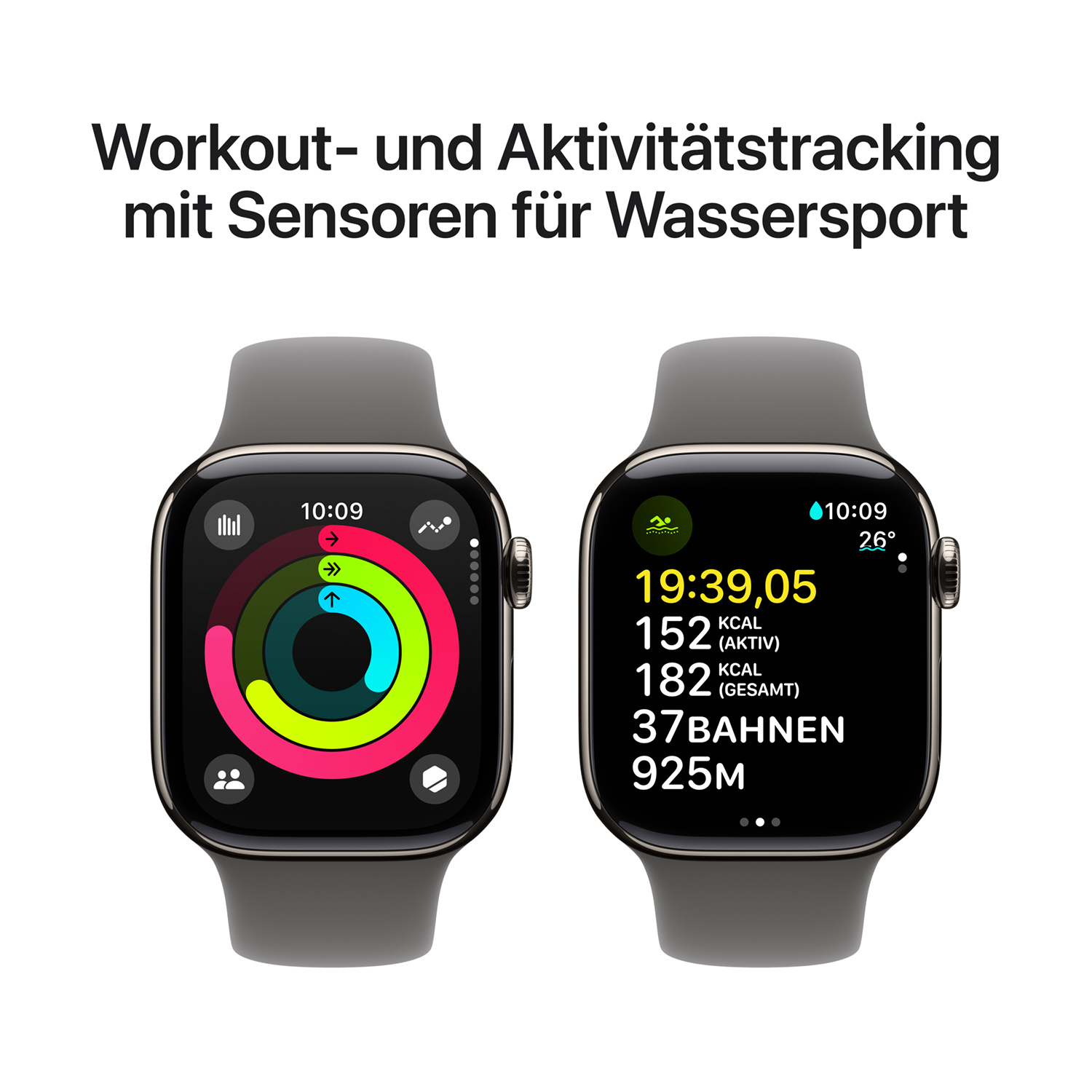 MWXD3QF A Apple Watch S10 Titan Natur Cellular 42mm Sportarmband steingrau S M