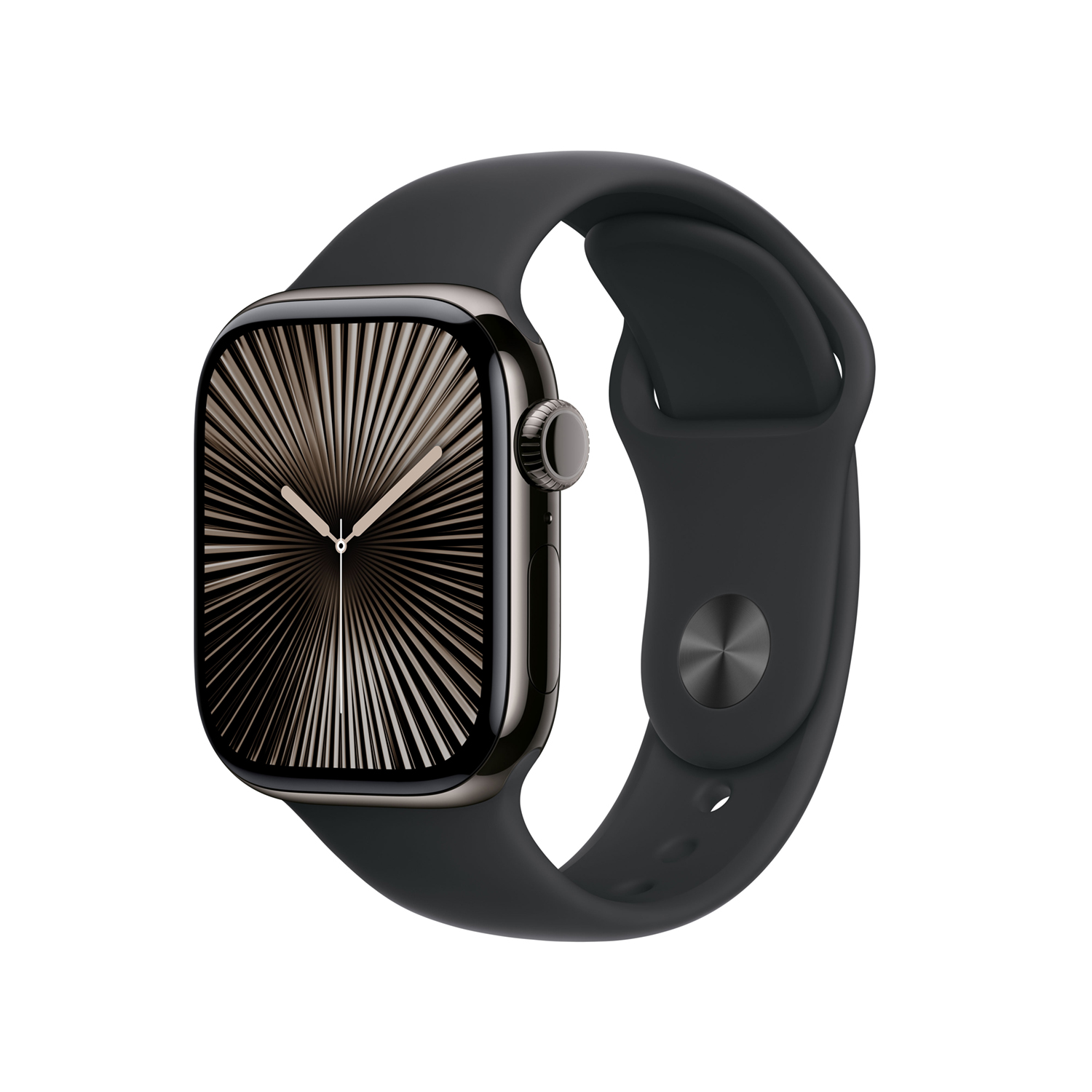Apple Watch S10 Titan Schiefer Cellular 42mm Sportarmband schwarz S M
