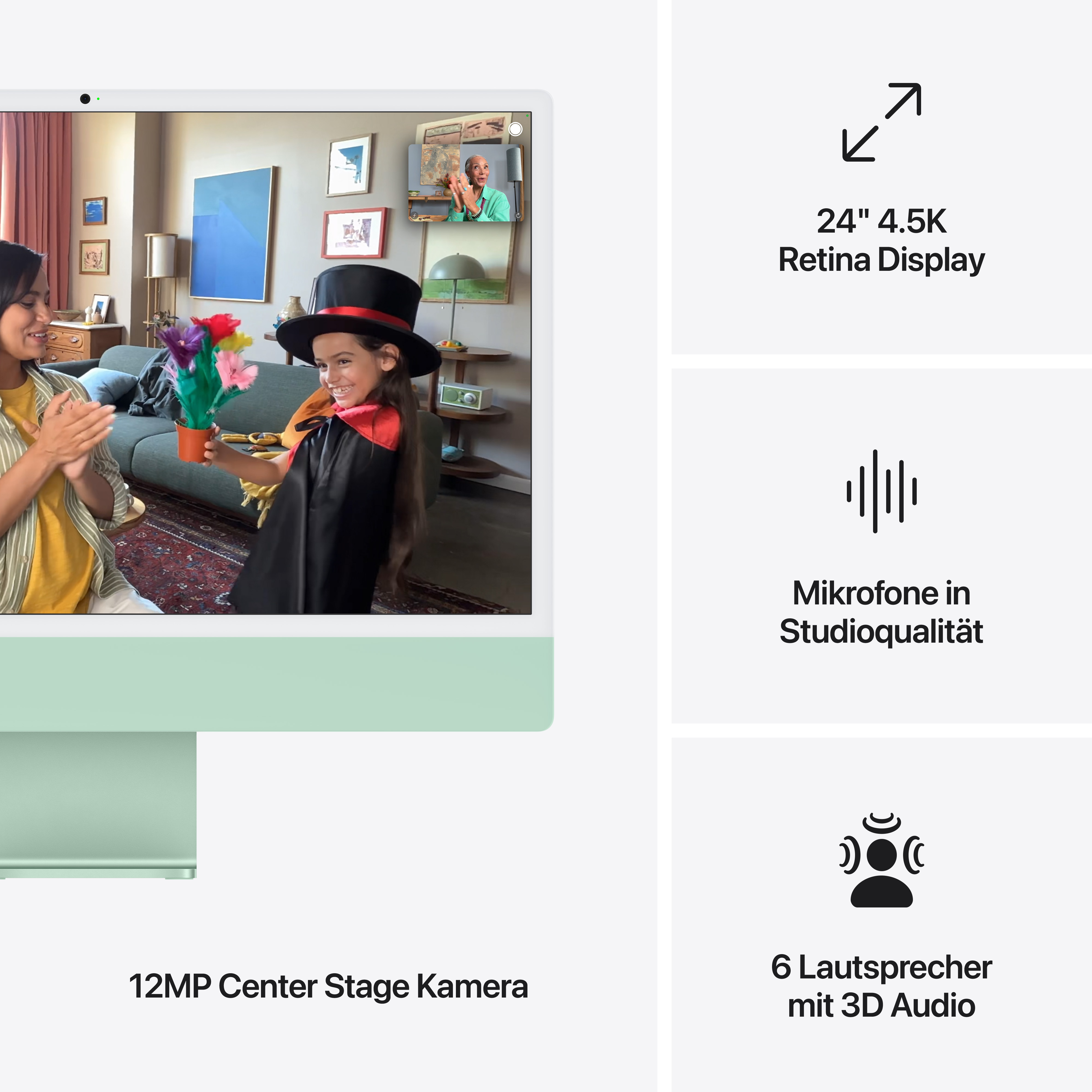 Imac m4 pro chip 4 port 24 in grün ansicht 7