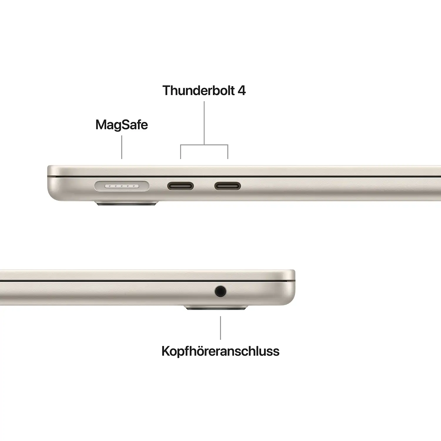 Macbook Air 13.6'' - M4 10-Core CPU 10-Core GPU - 24 GB - 512 GB SSD - Polarstern - 2025 Macbook air 13 inch m4 starlight ansicht 7