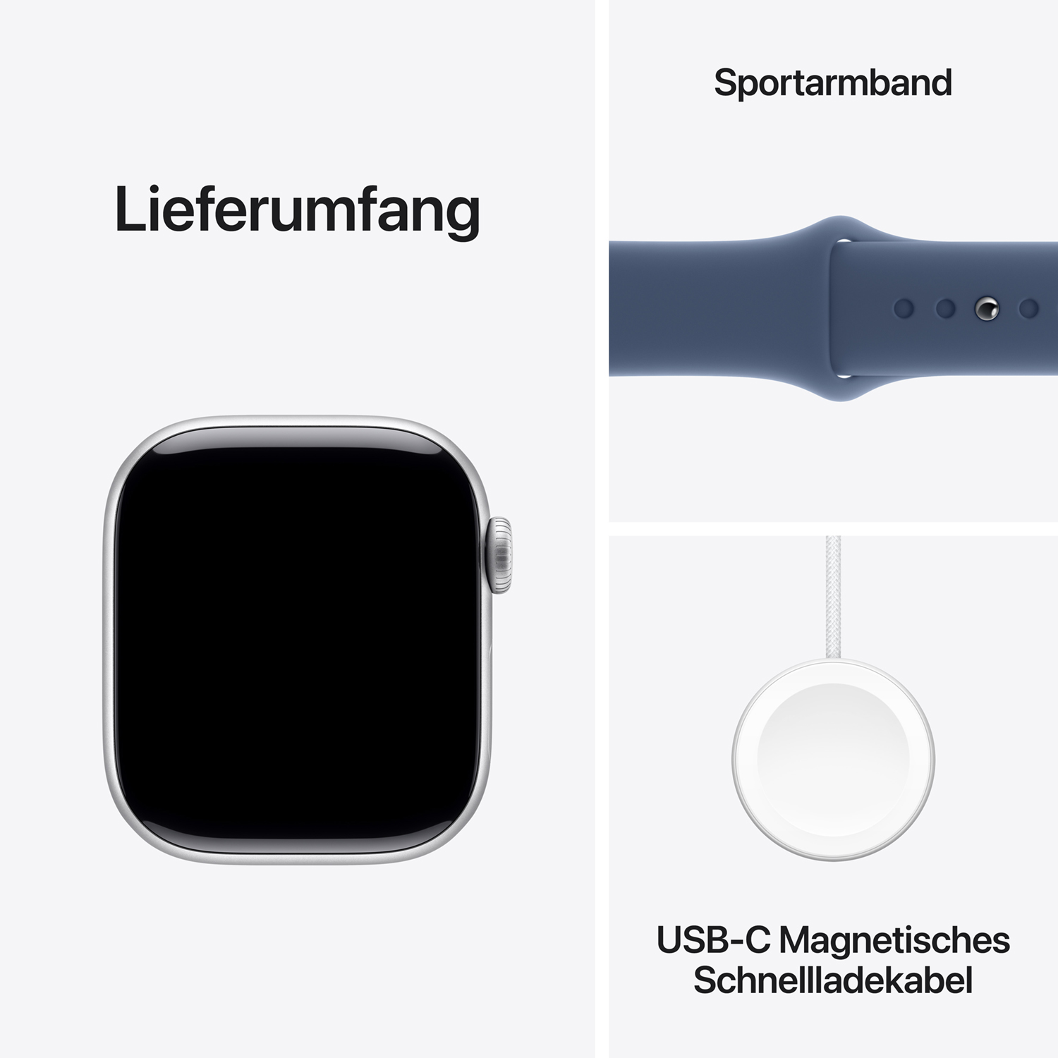 Apple watch series 10 42mm gps silber aluminum sport band denim ansicht 9