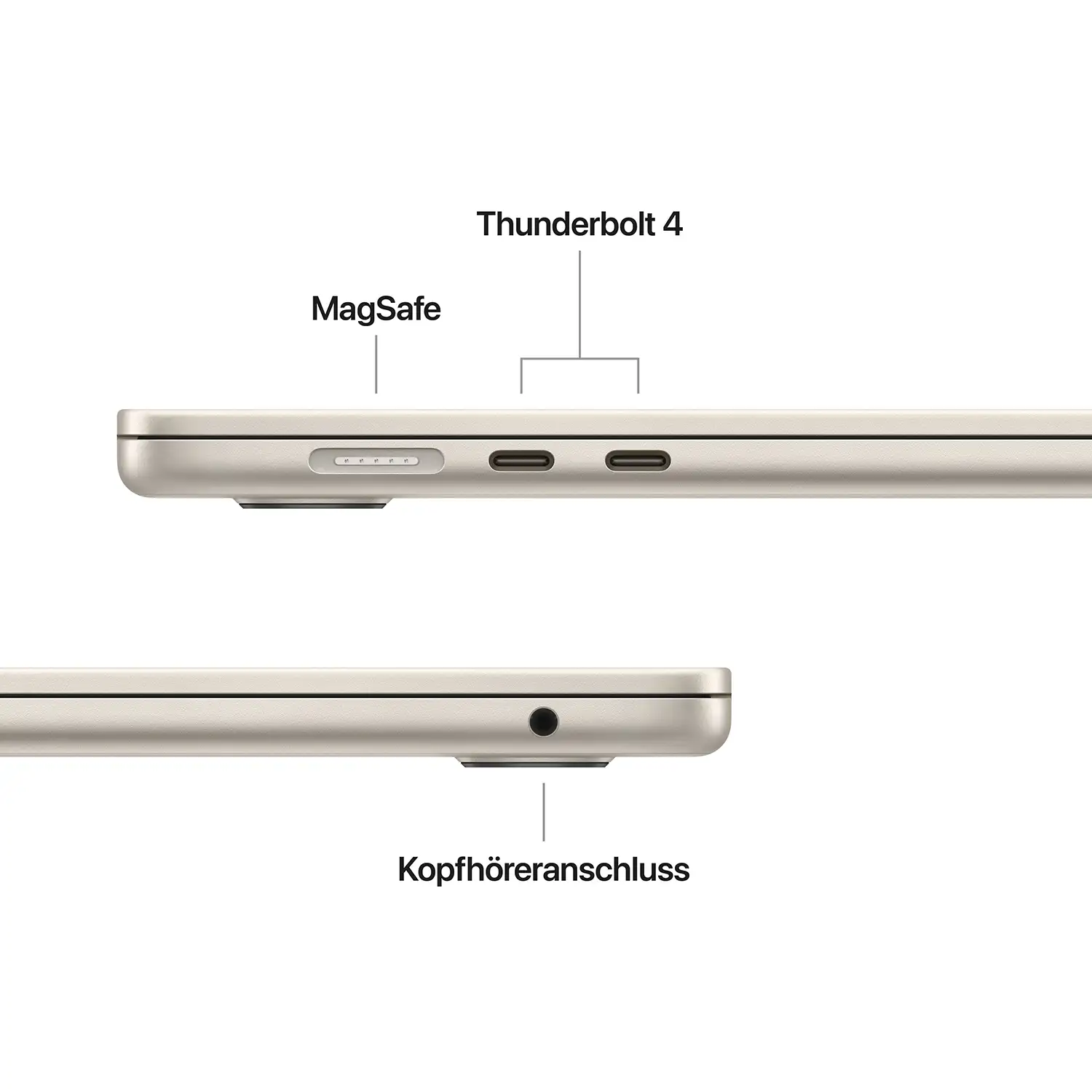 Macbook Air 15'' - M4 10-Core CPU 10-Core GPU - 24 GB - 512 GB SSD - Polarstern - 2025 Macbook air 15 inch m4 starlight ansicht 7