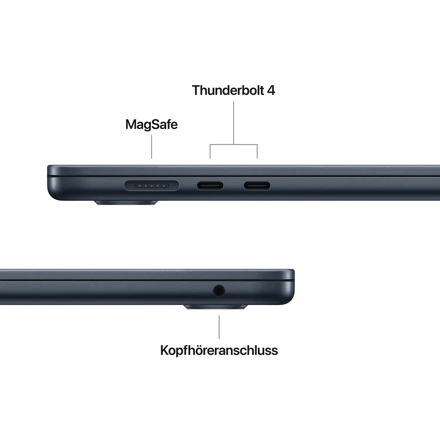 Macbook Air 15'' - M4 10-Core CPU 10-Core GPU - 16 GB - 256 GB SSD - Mitternacht - 2025 Macbook air 15 inch m4 midnight ansicht 7