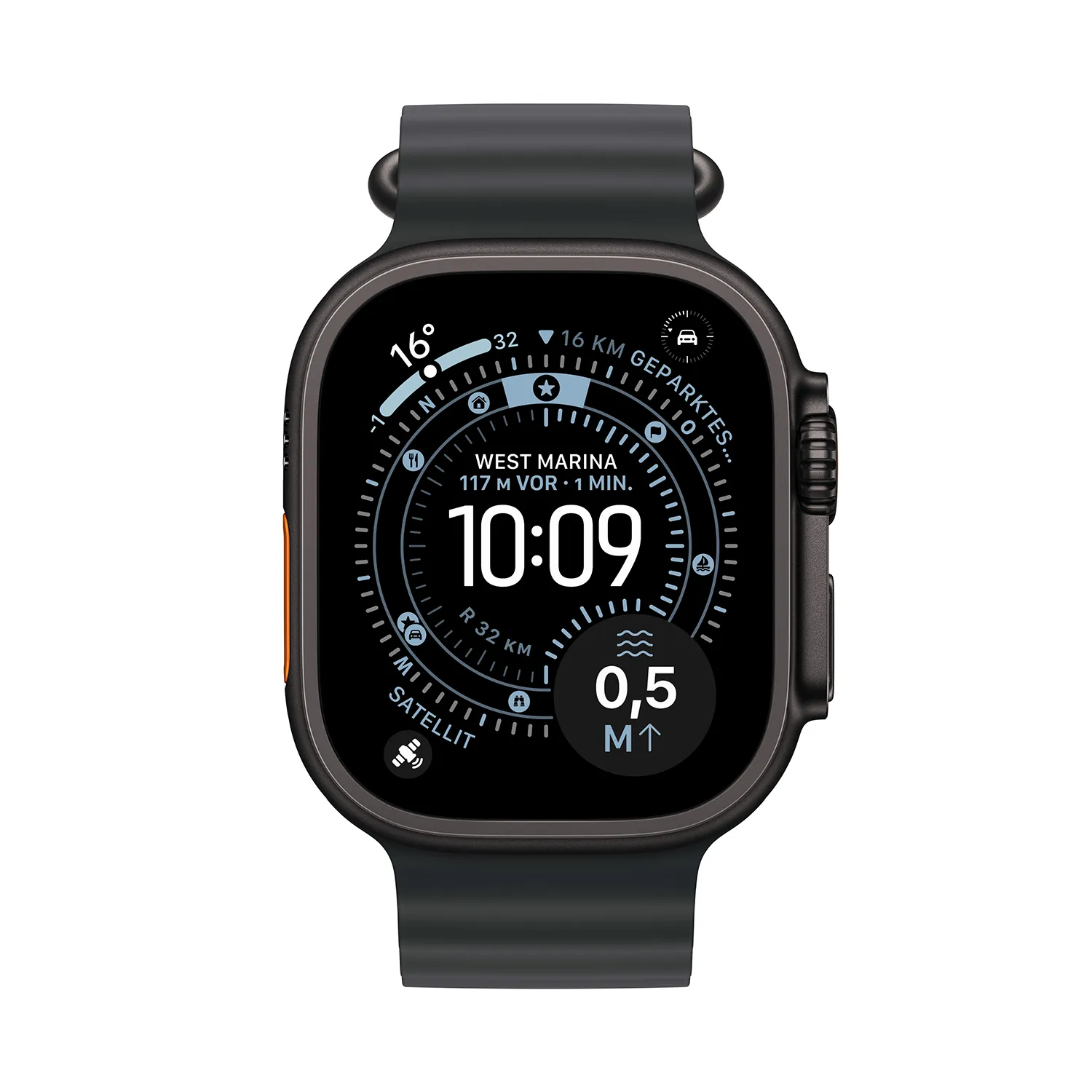 Apple Watch Ultra 3 GPS + Cellular 49mm Schwarz Titanium Case mit schwarzem Ocean Band