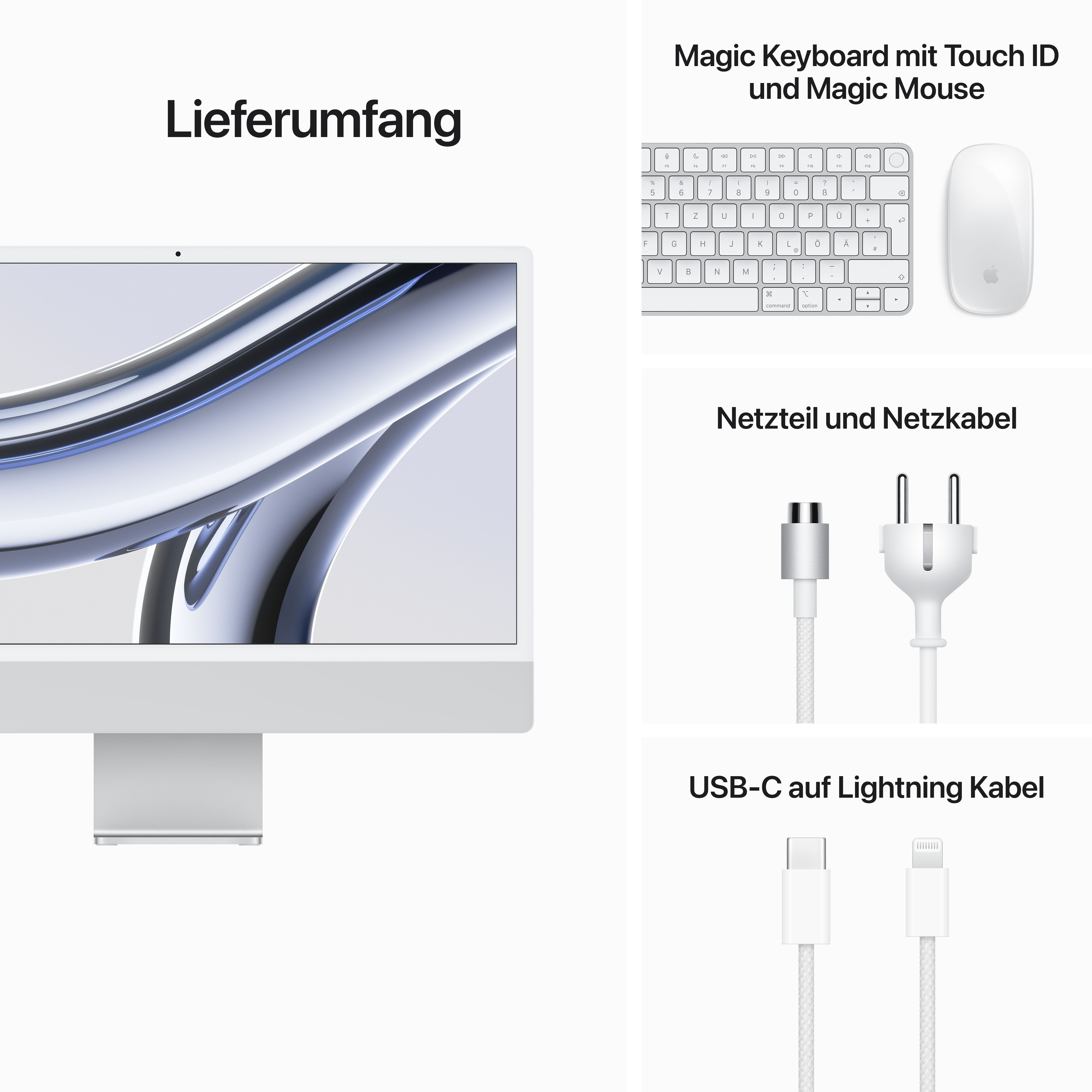 Apple iMac 24'' M3 8-Core CPU 10-Core GPU - 512GB - 8GB Silber - 2023
