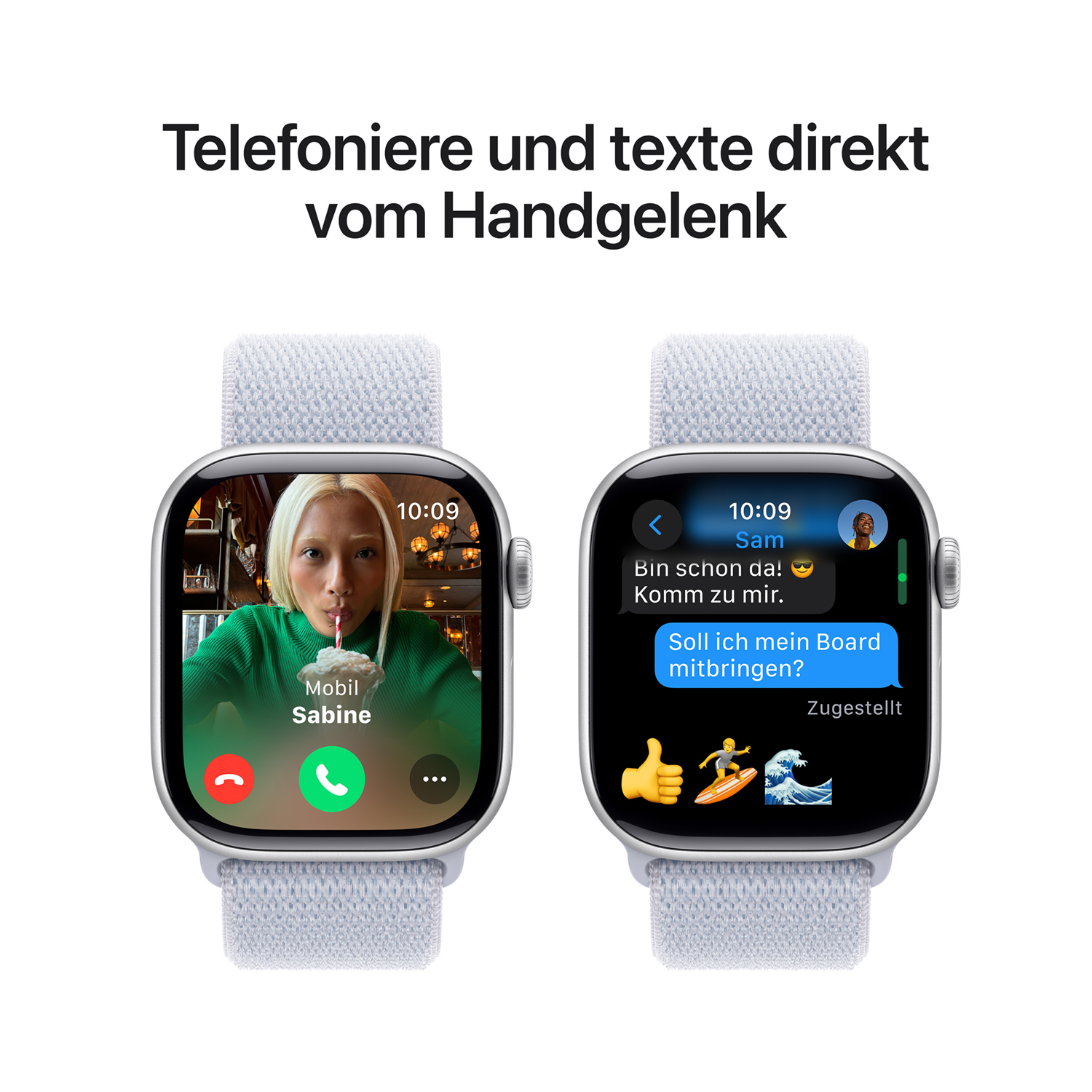 Apple Watch S10 Aluminium Cellular 42mm Silber (Sport Loop blaue Wolke) Apple watch series 10 42mm gps silber aluminum sport loop blau cloud ansicht 7