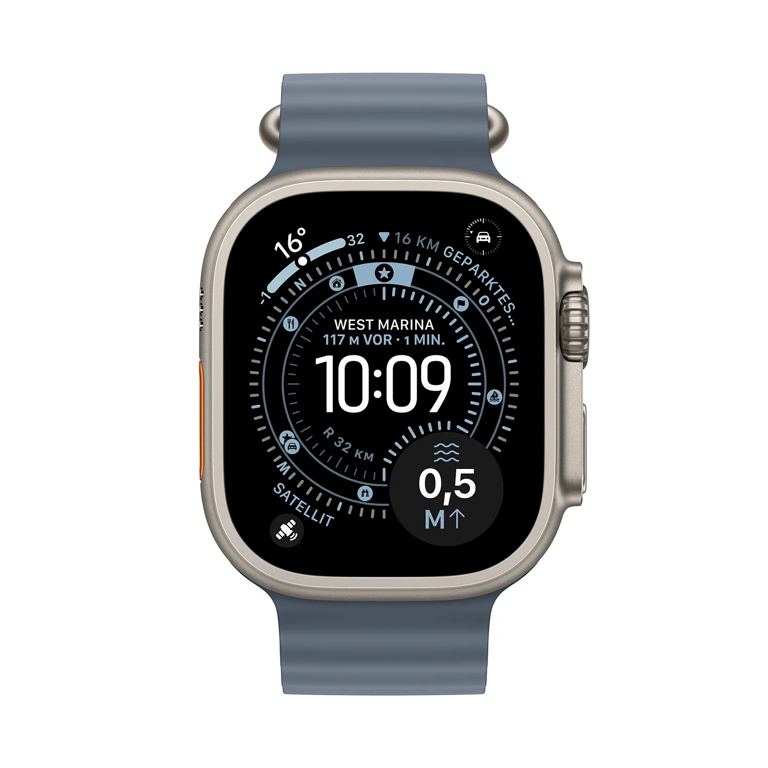 Apple Watch Ultra 3 GPS + Cellular 49mm Natur Titanium Case mit Maritimblau Ocean Band