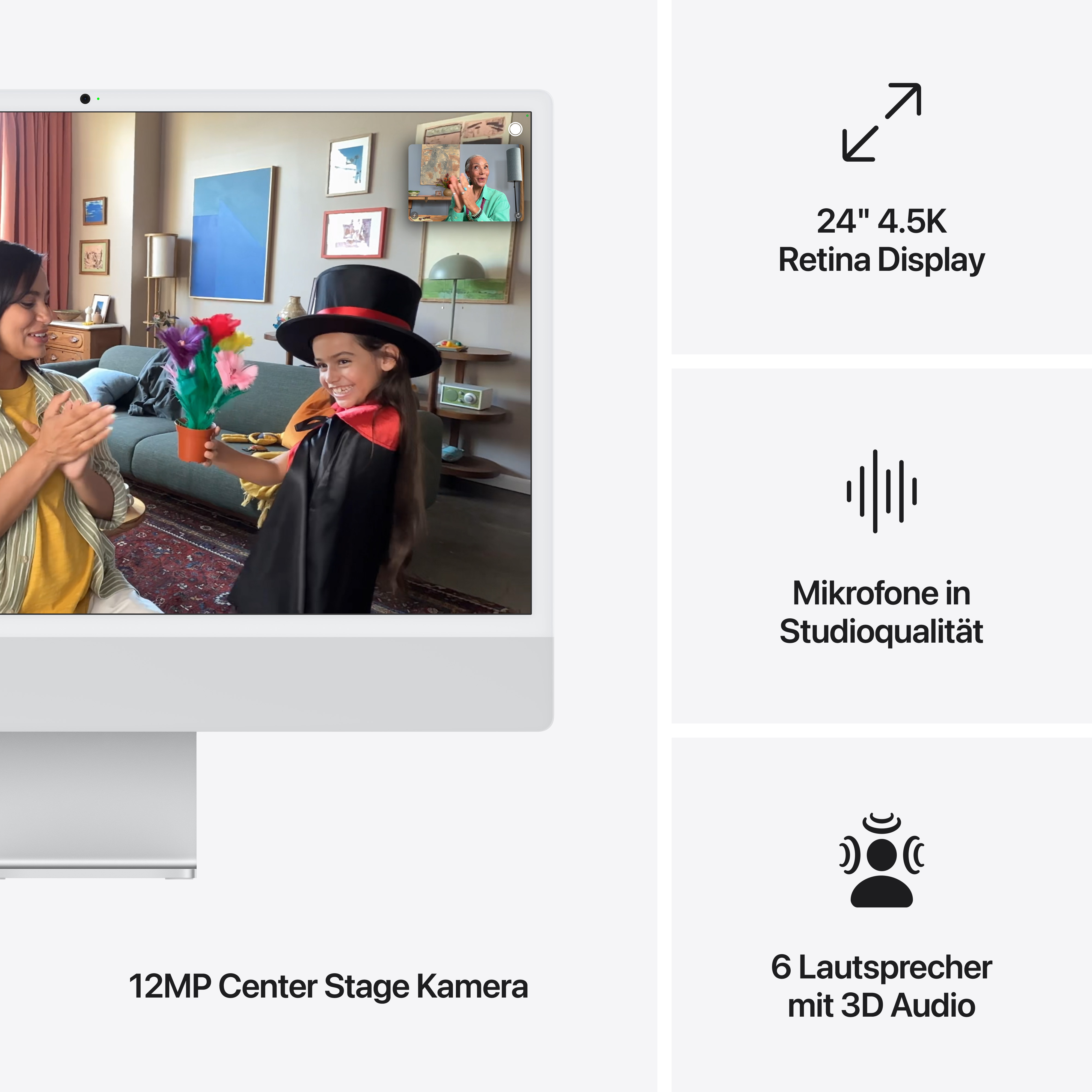 Imac m4 pro chip 4 port 24 in silber ansicht 7