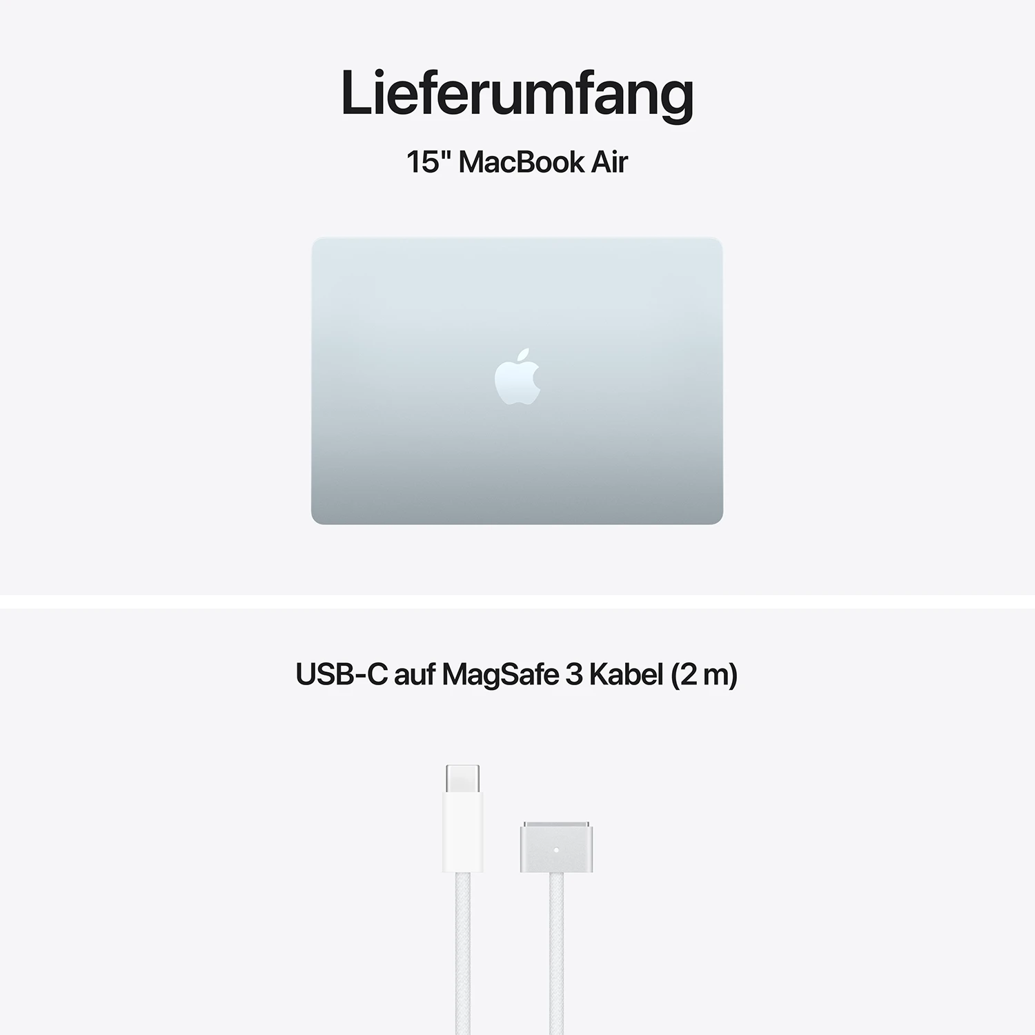Macbook Air 15“ M5  10-Core CPU  10-Core GPU - 16 GB - 512 GB SSD - Himmelblau - 2026 - Kein Netzteil 