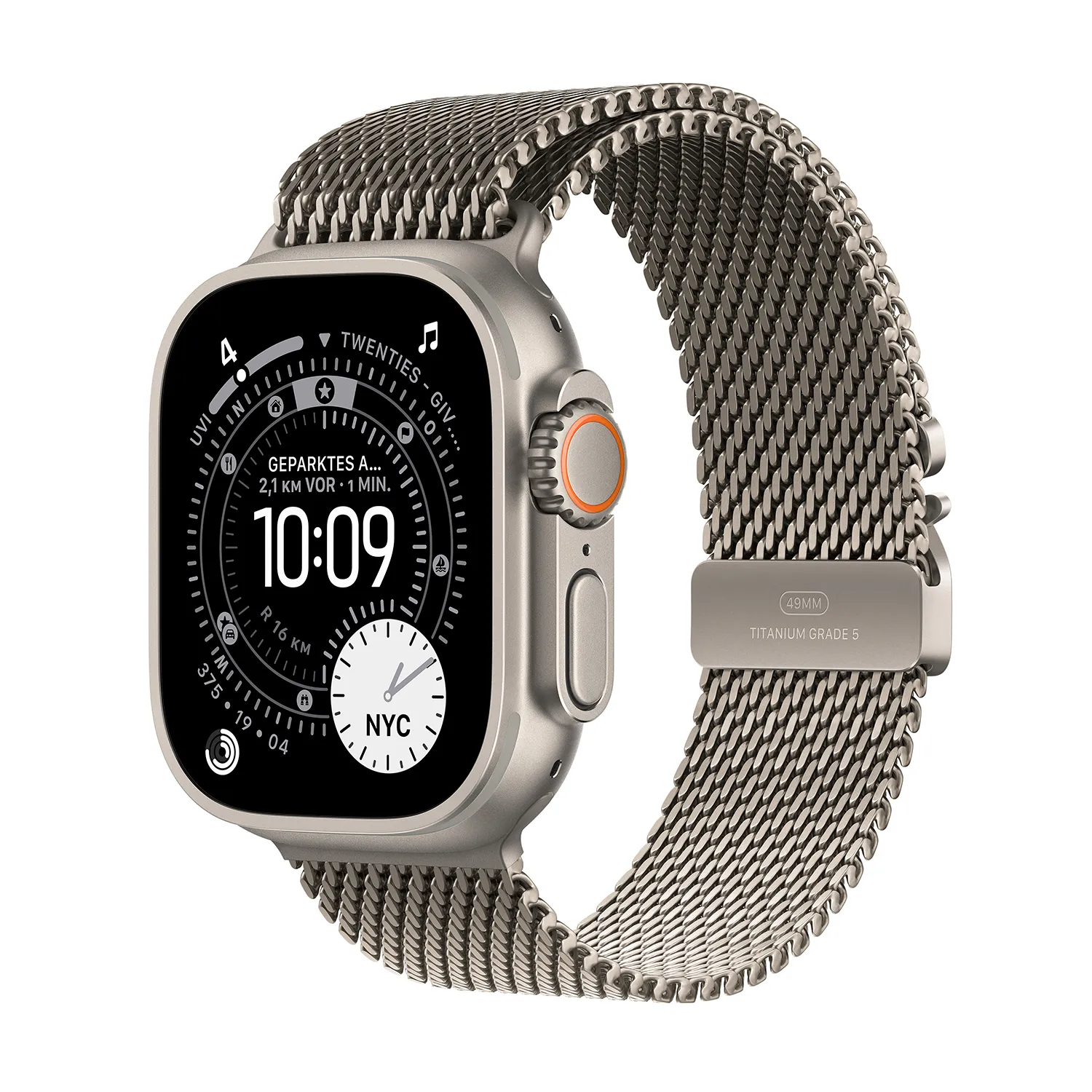Apple Watch Ultra 3 GPS + Cellular 49mm Natur Titanium Case mit Natur Titanium Milanese Loop - Small