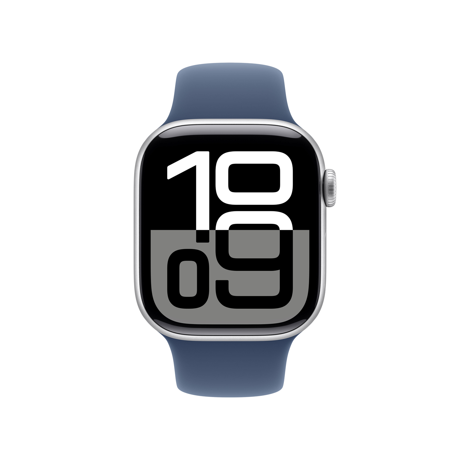 Apple watch series 10 42mm gps silber aluminum sport band denim ansicht 2